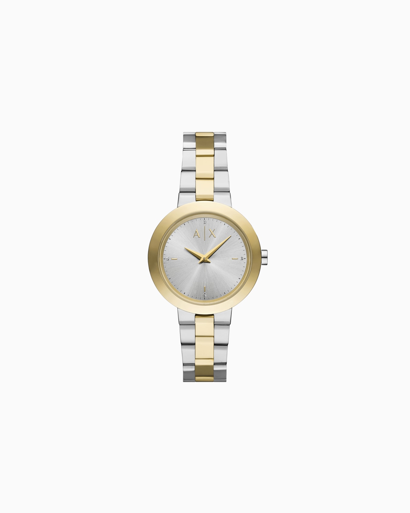  Two-Hand Two-Tone Stainless Steel Watch Slide 0