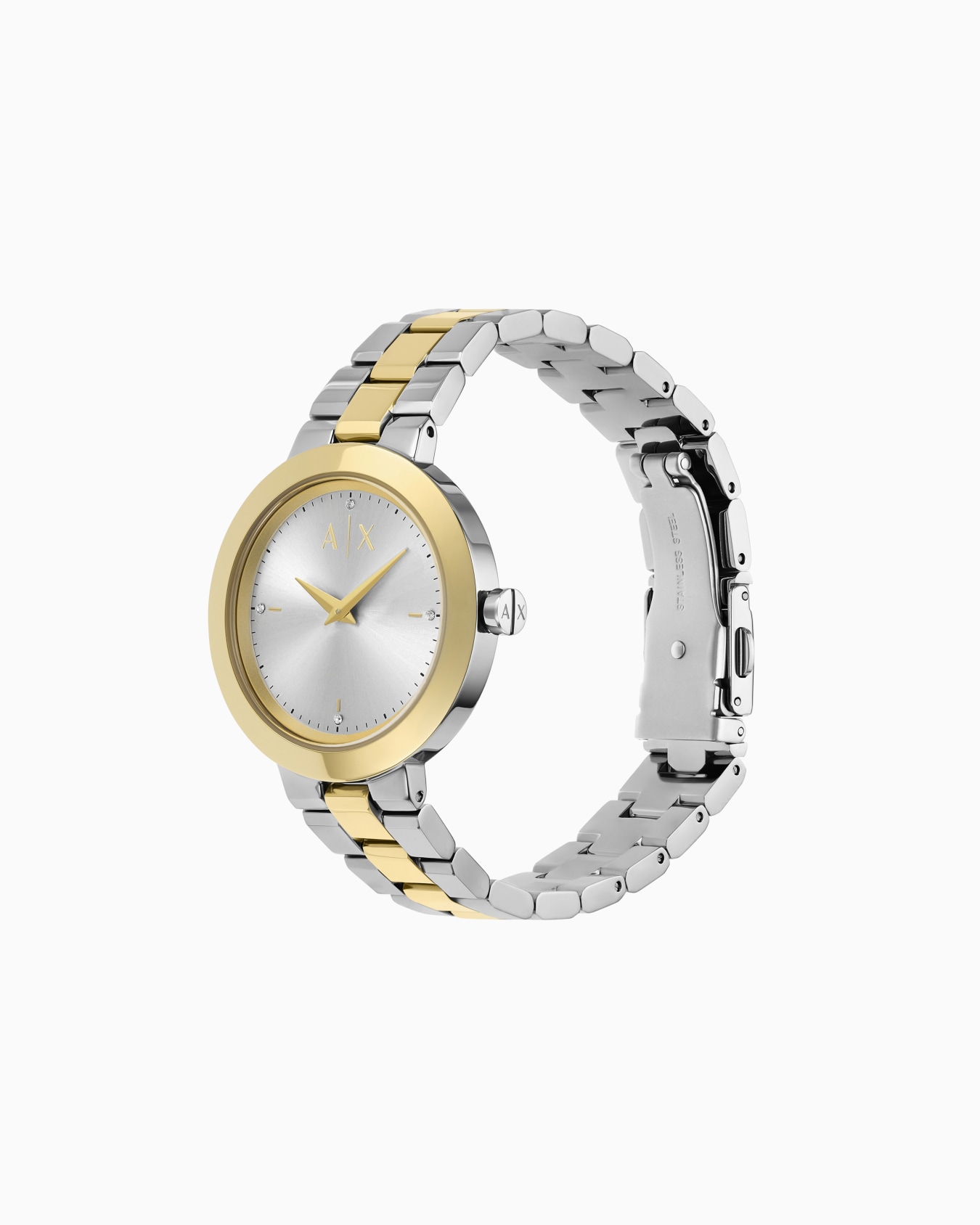  Two-Hand Two-Tone Stainless Steel Watch Slide 1