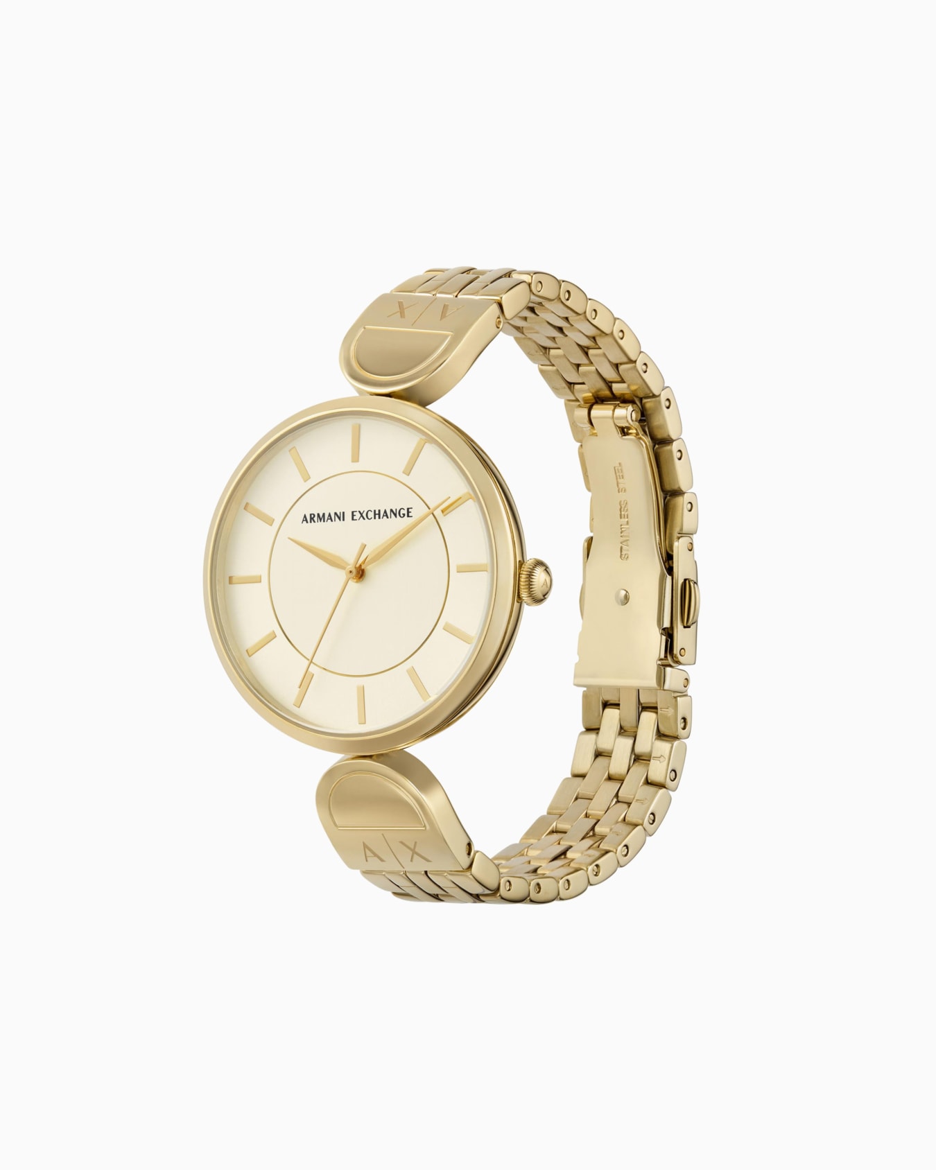 Three-hand gold-tone stainless steel watch Slide 1