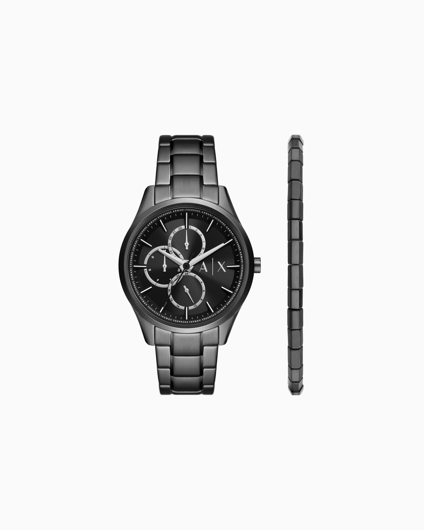 Black Stainless Steel Multifunction Watch and Bracelet Set Slide 0