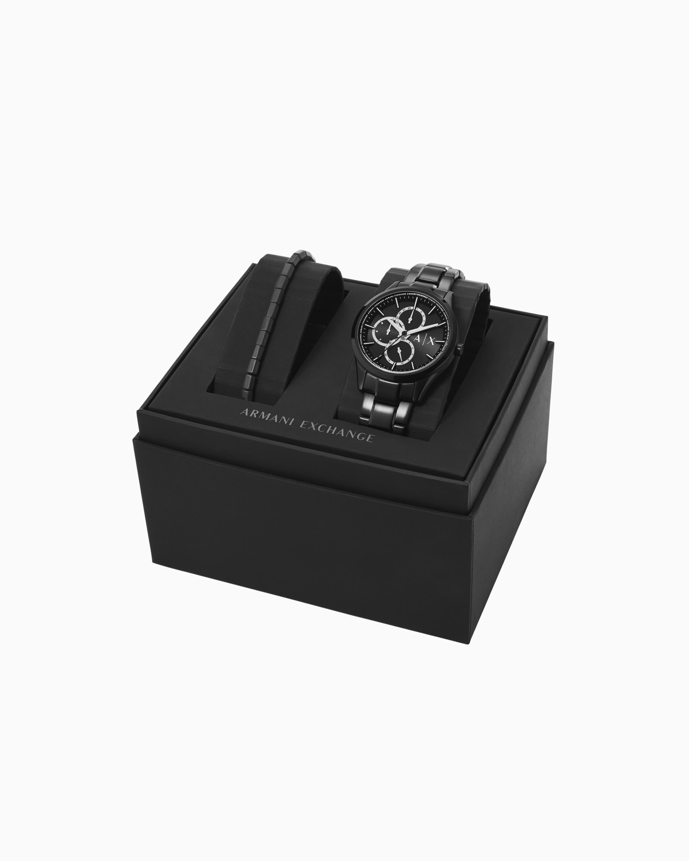 Black Stainless Steel Multifunction Watch and Bracelet Set Slide 2