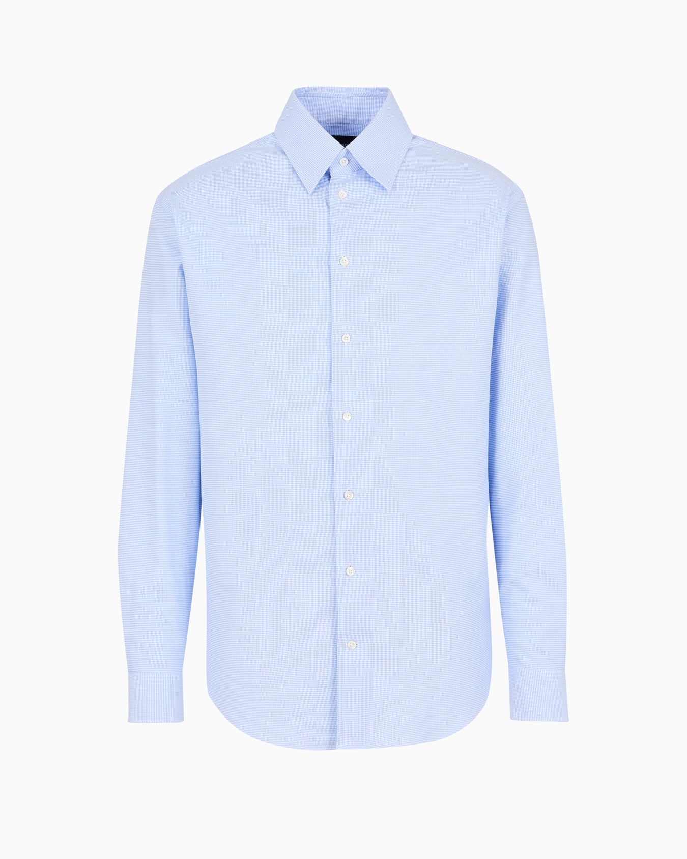 Textured cotton shirt with micro houndstooth motif Slide 0