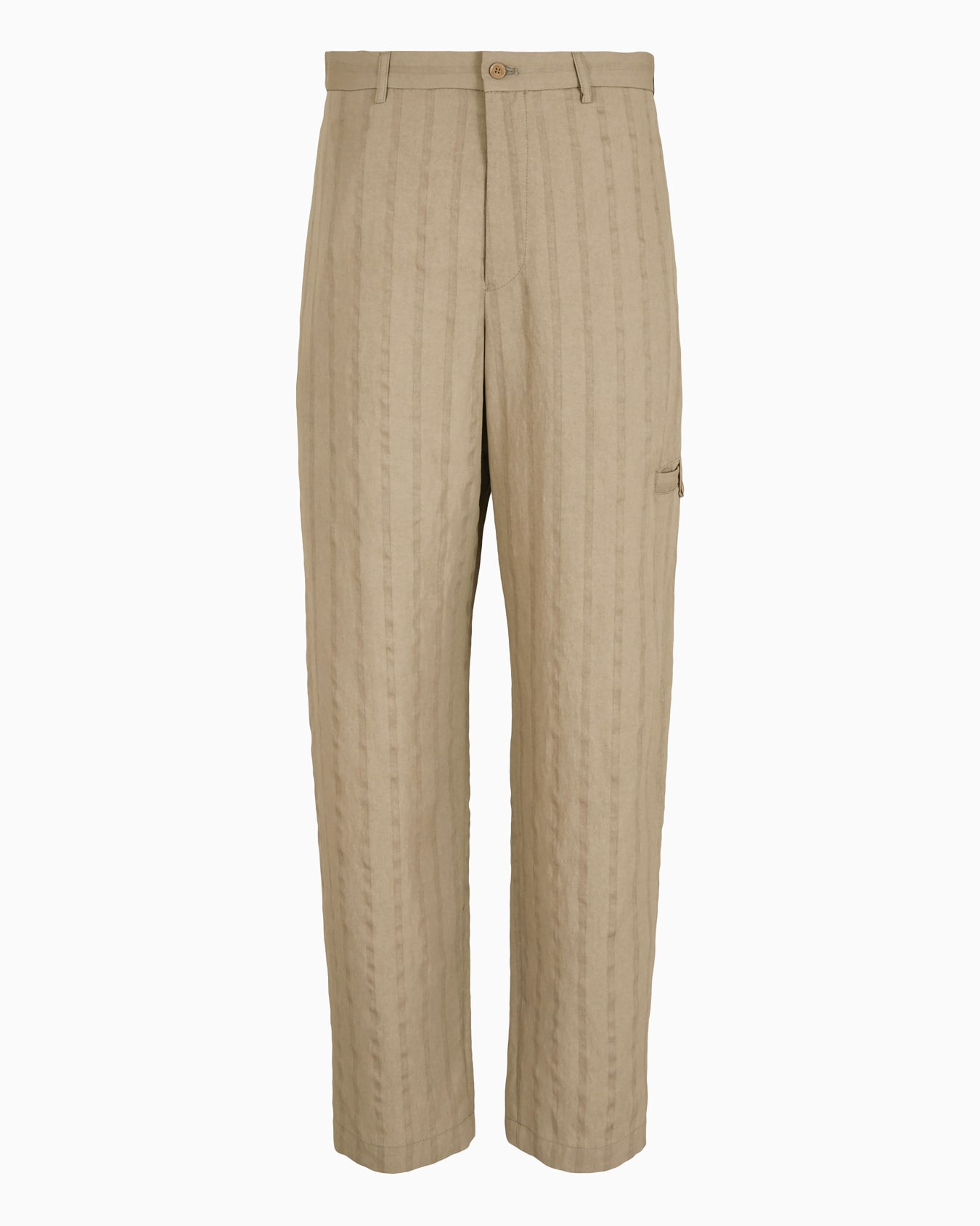 Trousers with monochromatic stripes in a peach-feel viscose-blend Slide 0