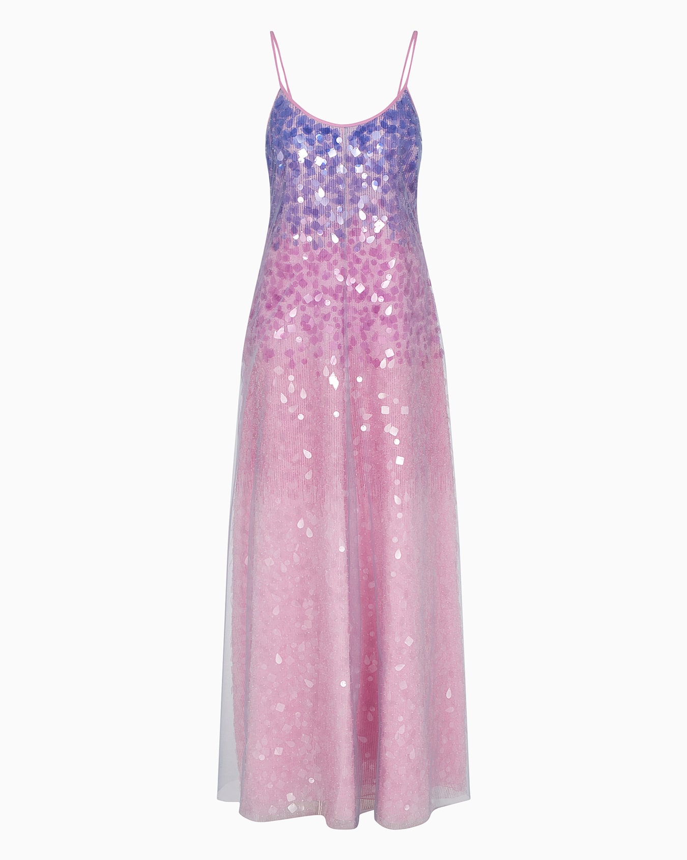 Silk organza dress with gradient shade motif and all-over bead and sequin embroidery Slide 0