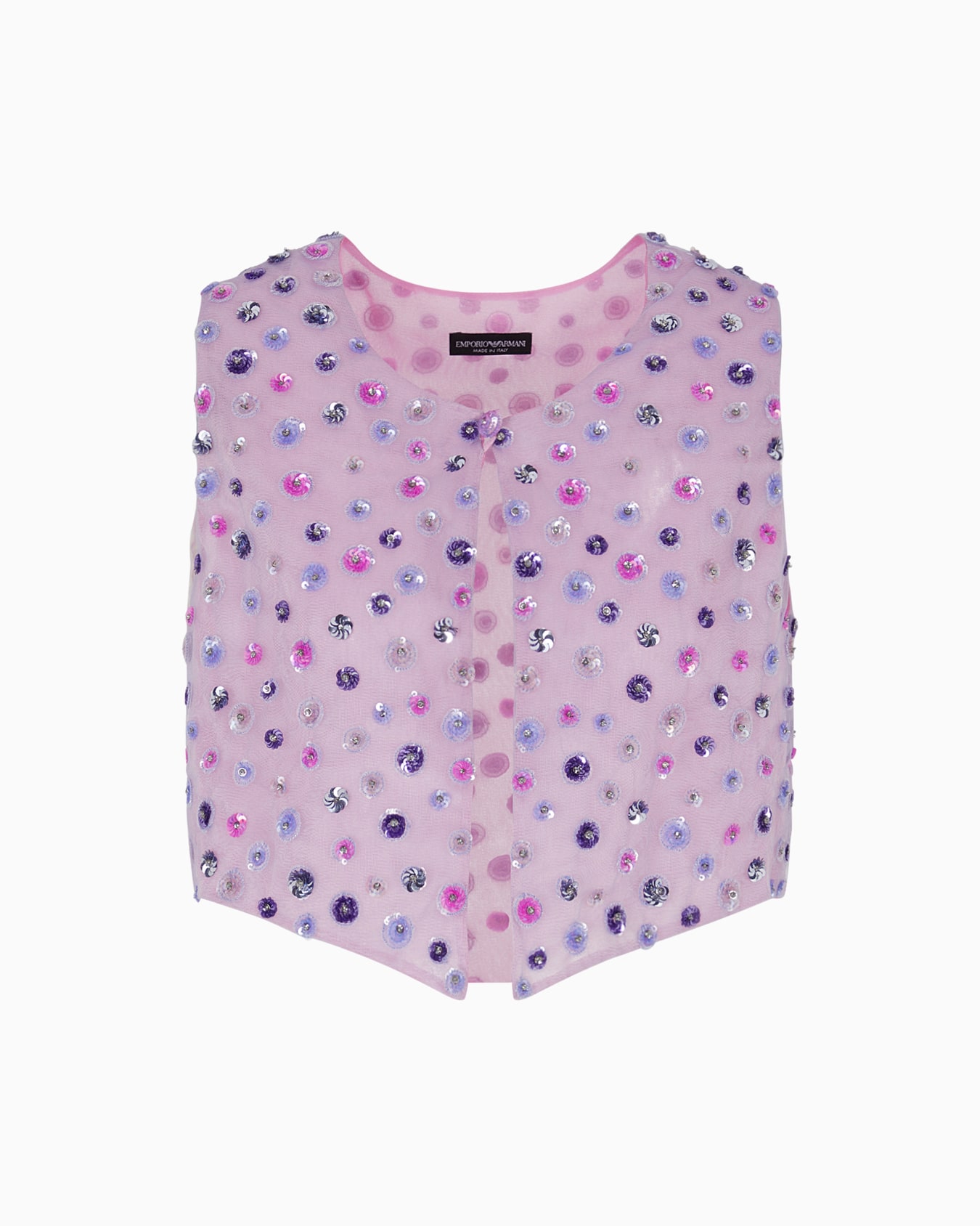 Petit gilet court en tulle avec broderie de paillettes girouette effet pois Diapositive 0
