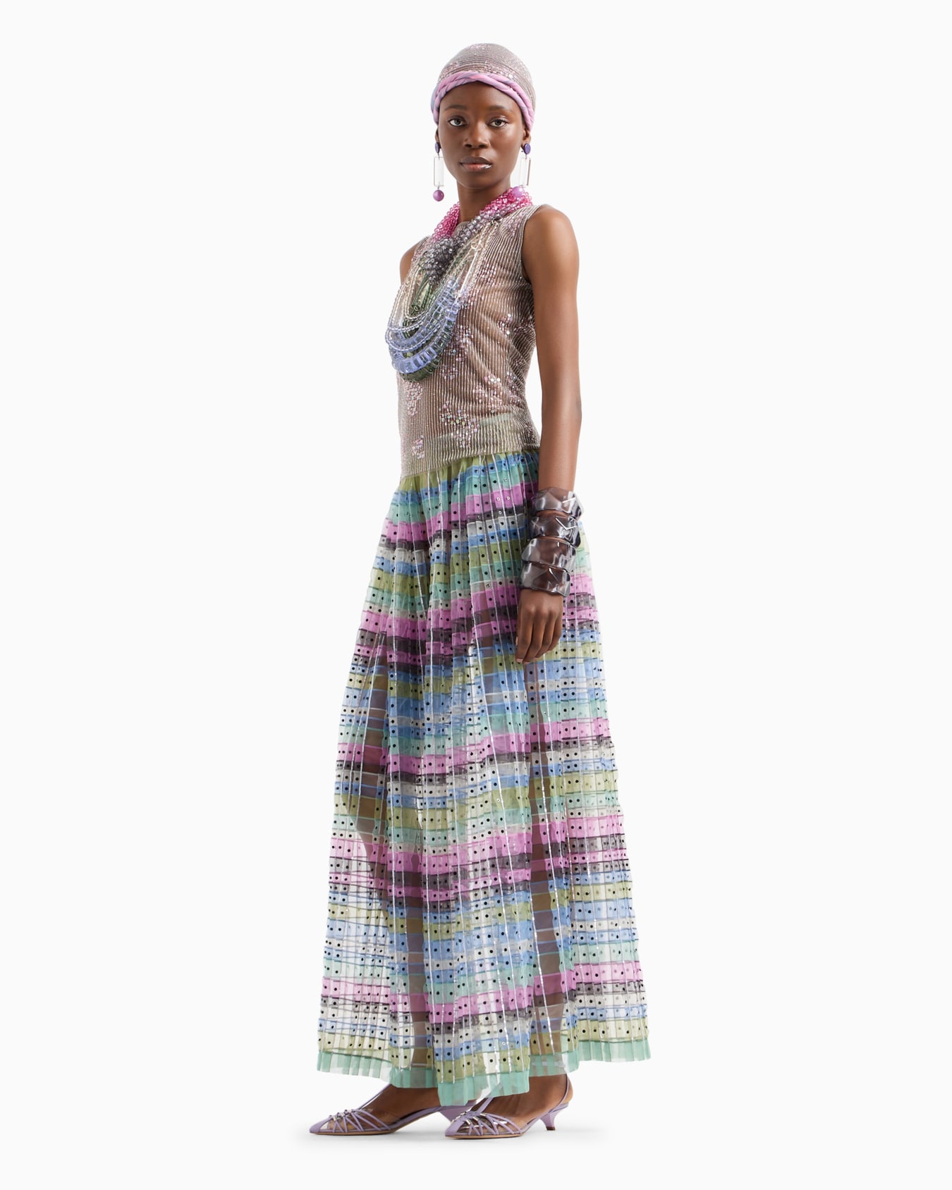 Tulle top with bioluminescent-effect bead and sequin embroidery Slide 4
