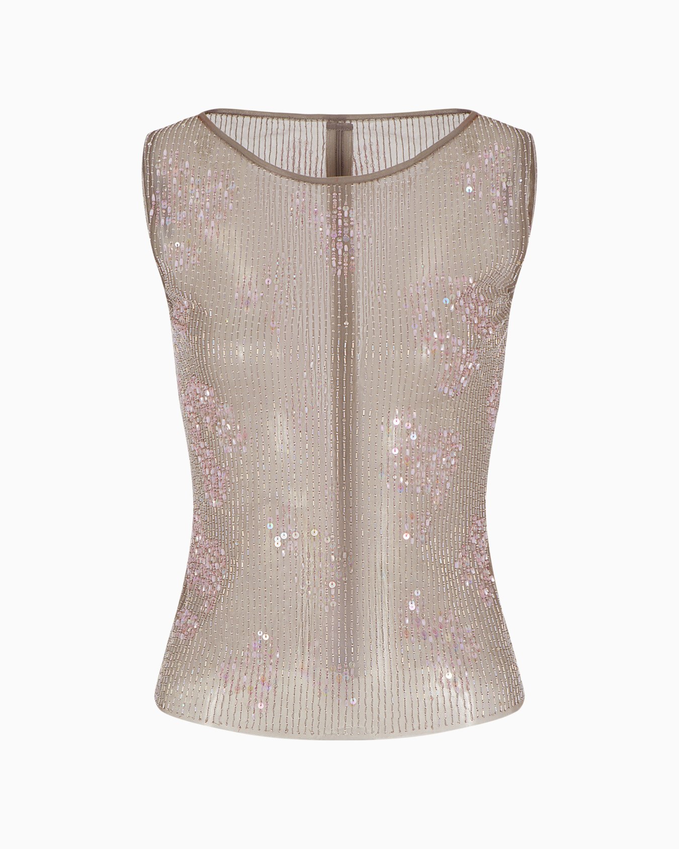 Tulle top with bioluminescent-effect bead and sequin embroidery Slide 0