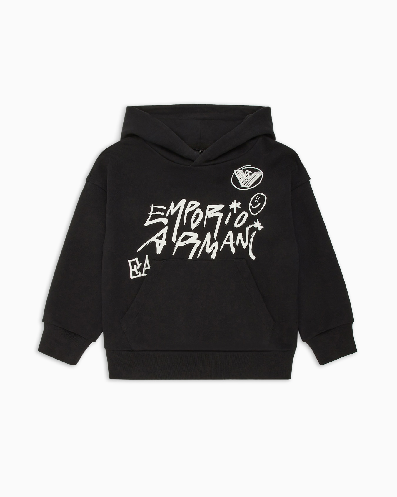 EA Crew hooded sweatshirt in jersey with graffiti logo print Slide 0
