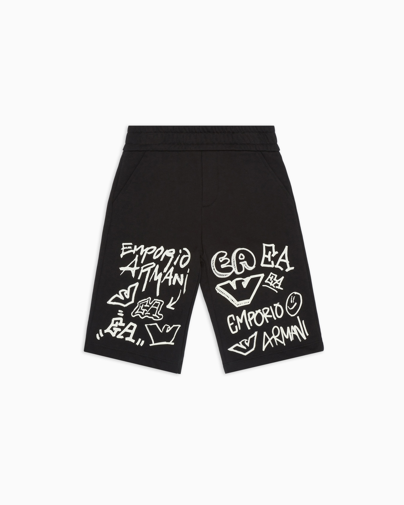 EA Crew jersey Bermuda shorts with graffiti logo print Slide 0