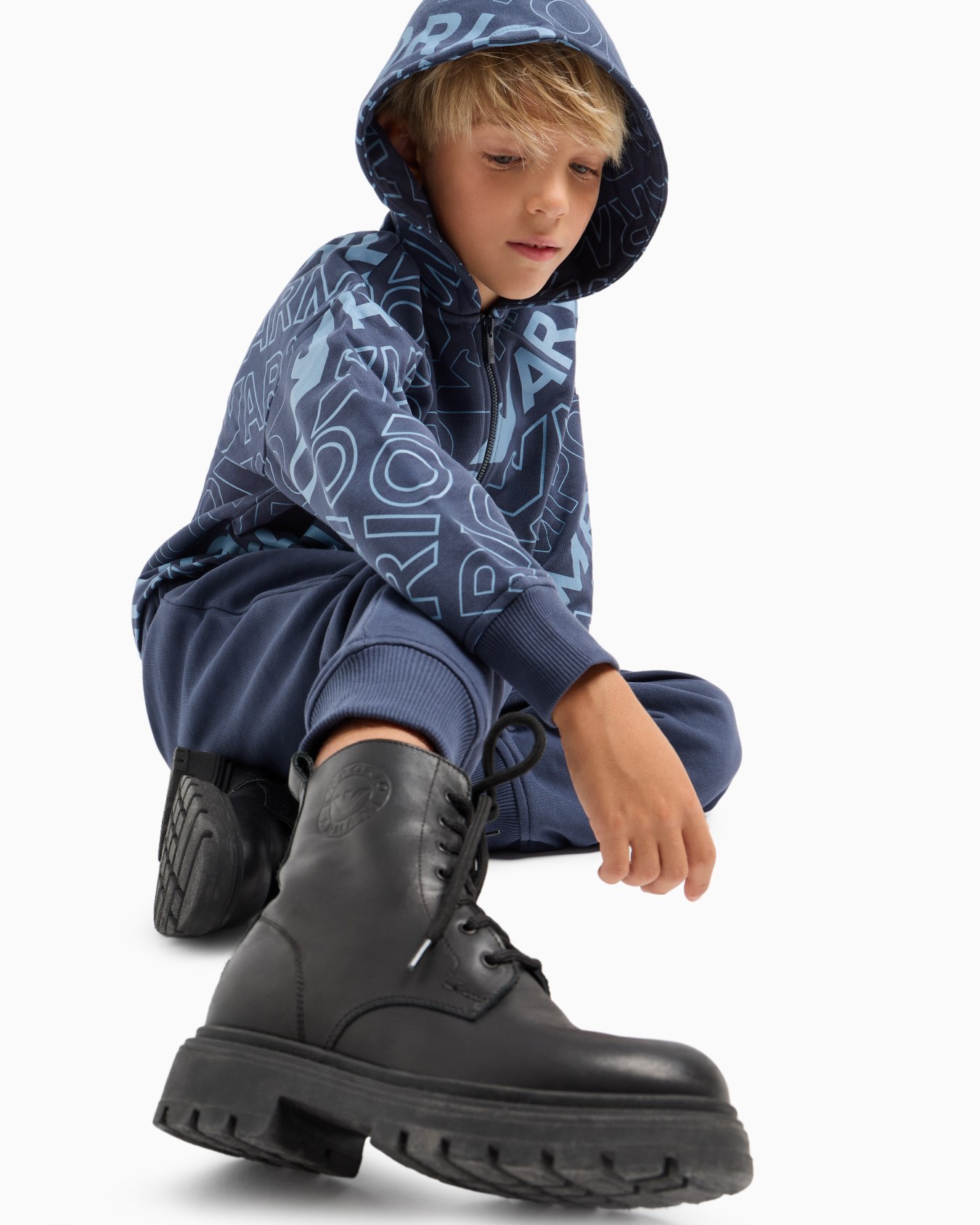 EA Crew tracksuit with hooded, zip-up jersey sweatshirt with all-over logo print Slide 5