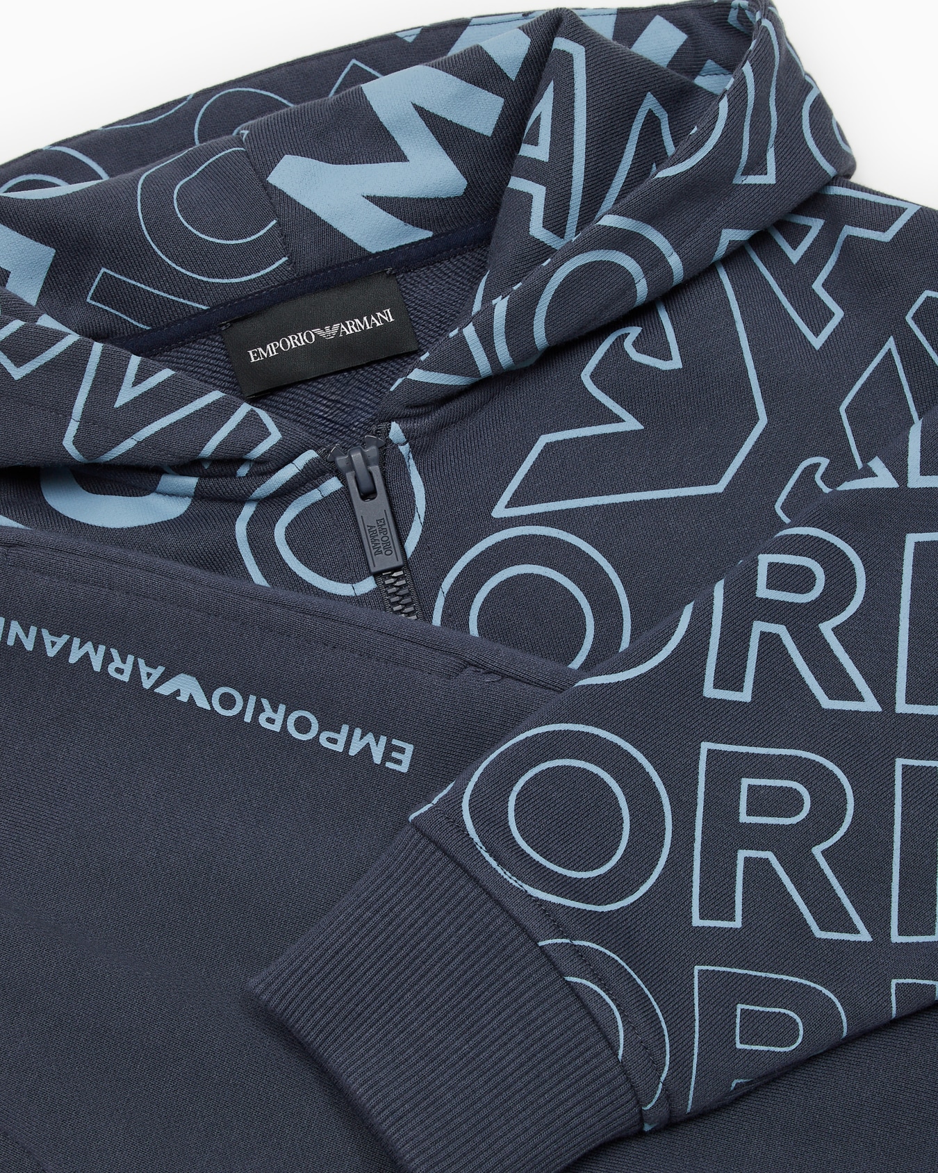EA Crew tracksuit with hooded, zip-up jersey sweatshirt with all-over logo print Slide 1