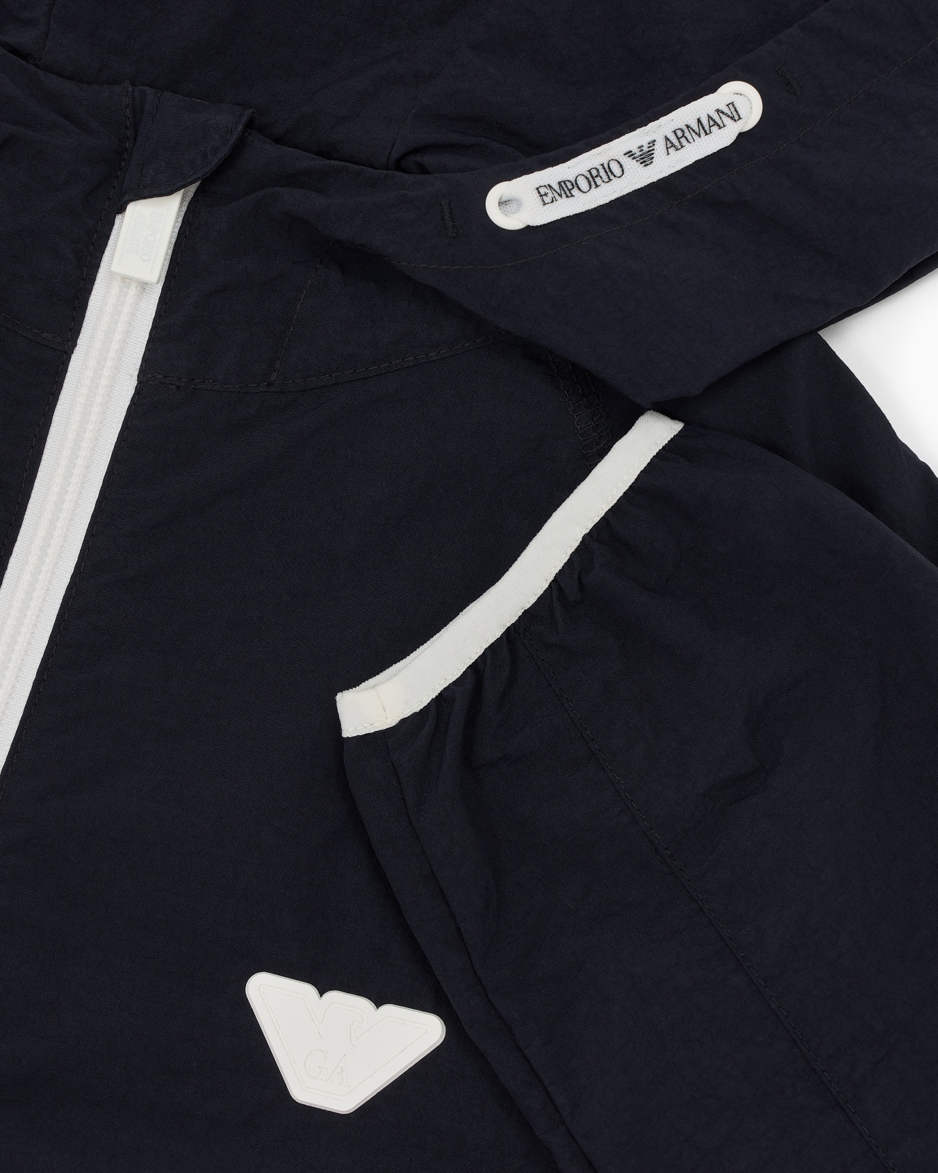 Veste en nylon avec capuche et écusson logo Diapositive 1