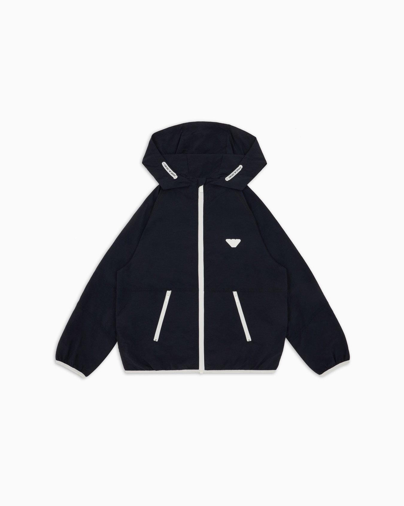 Veste en nylon avec capuche et écusson logo Diapositive 0