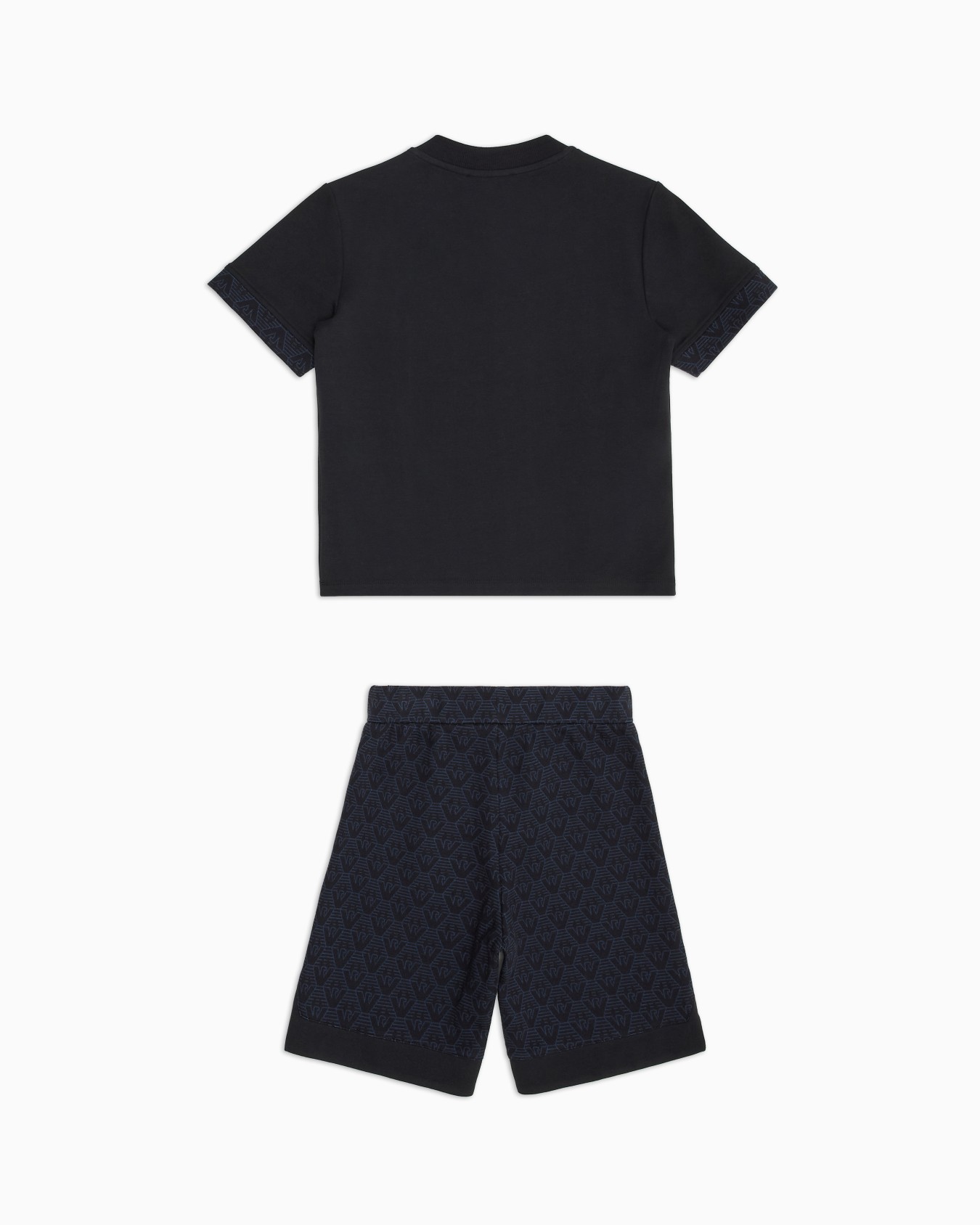 Conjunto de camiseta y pantalones cortos de punto jacquard con motivo integral de águila Diapositiva 2