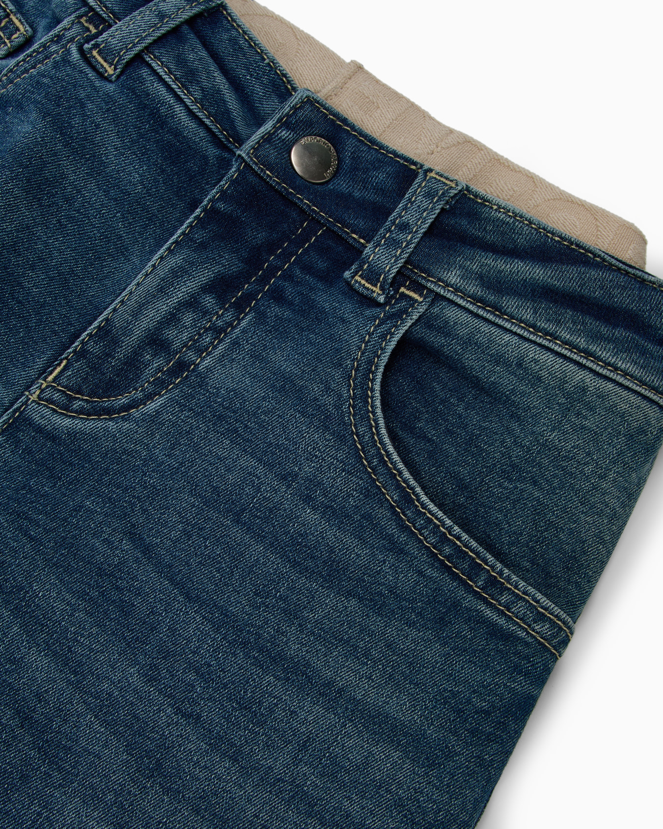 Denim jeans with elasticated logo waistband Slide 1