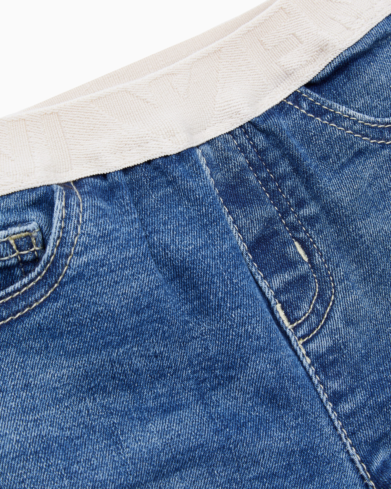Jean en denim avec bande élastique à logo Diapositive 1