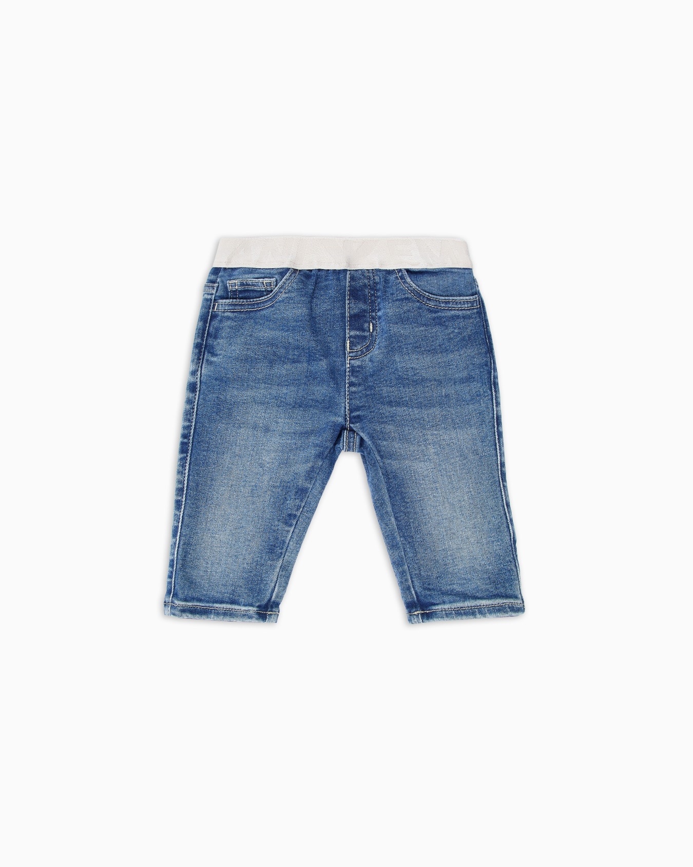 Jean en denim avec bande élastique à logo Diapositive 0