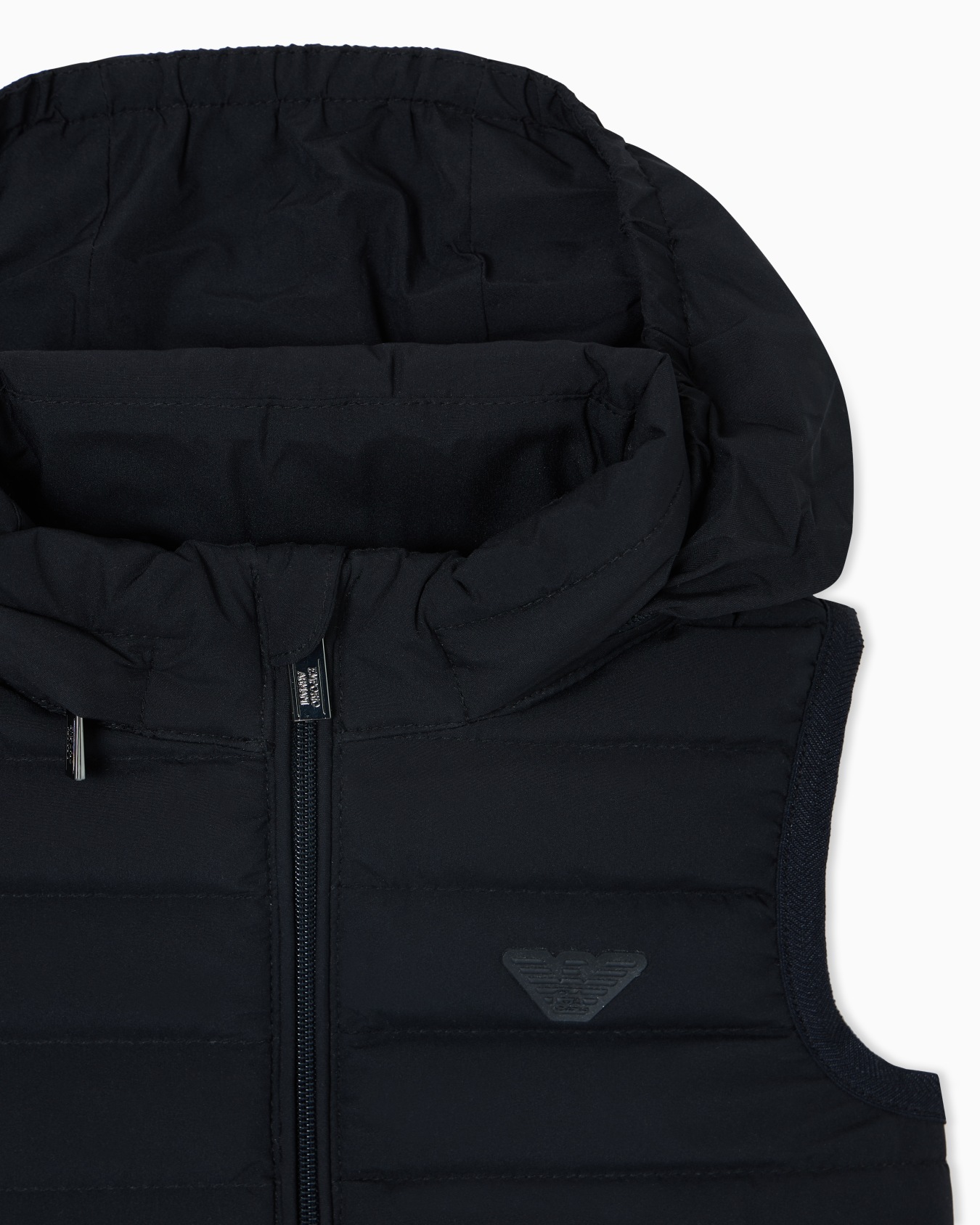 Doudoune sans manches en nylon avec fermeture zippée et écusson logo Diapositive 1