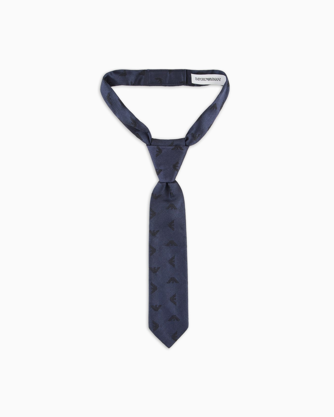 Cravate en pure soie avec aigles jacquard all over Diapositive 0