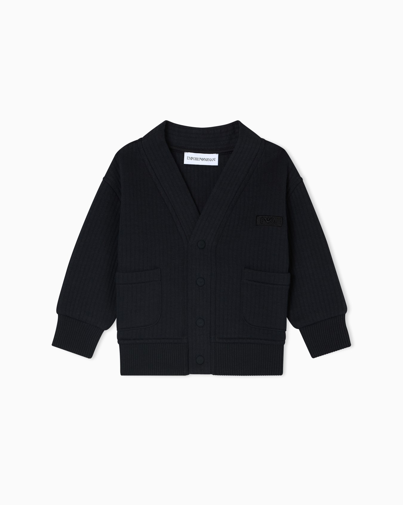 V-neck cardigan in quilted jersey Slide 0