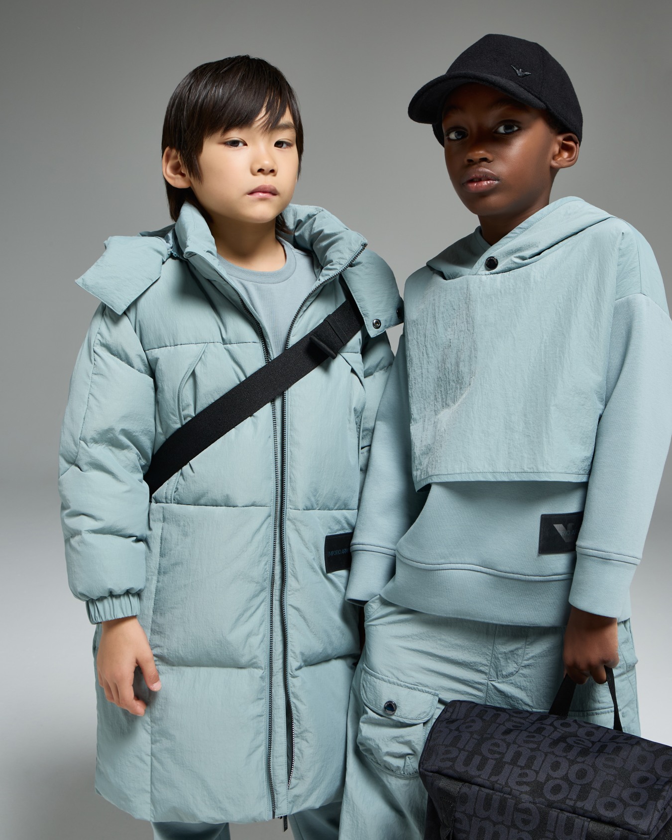 ASV long down jacket with logo patch and recycled down Slide 3