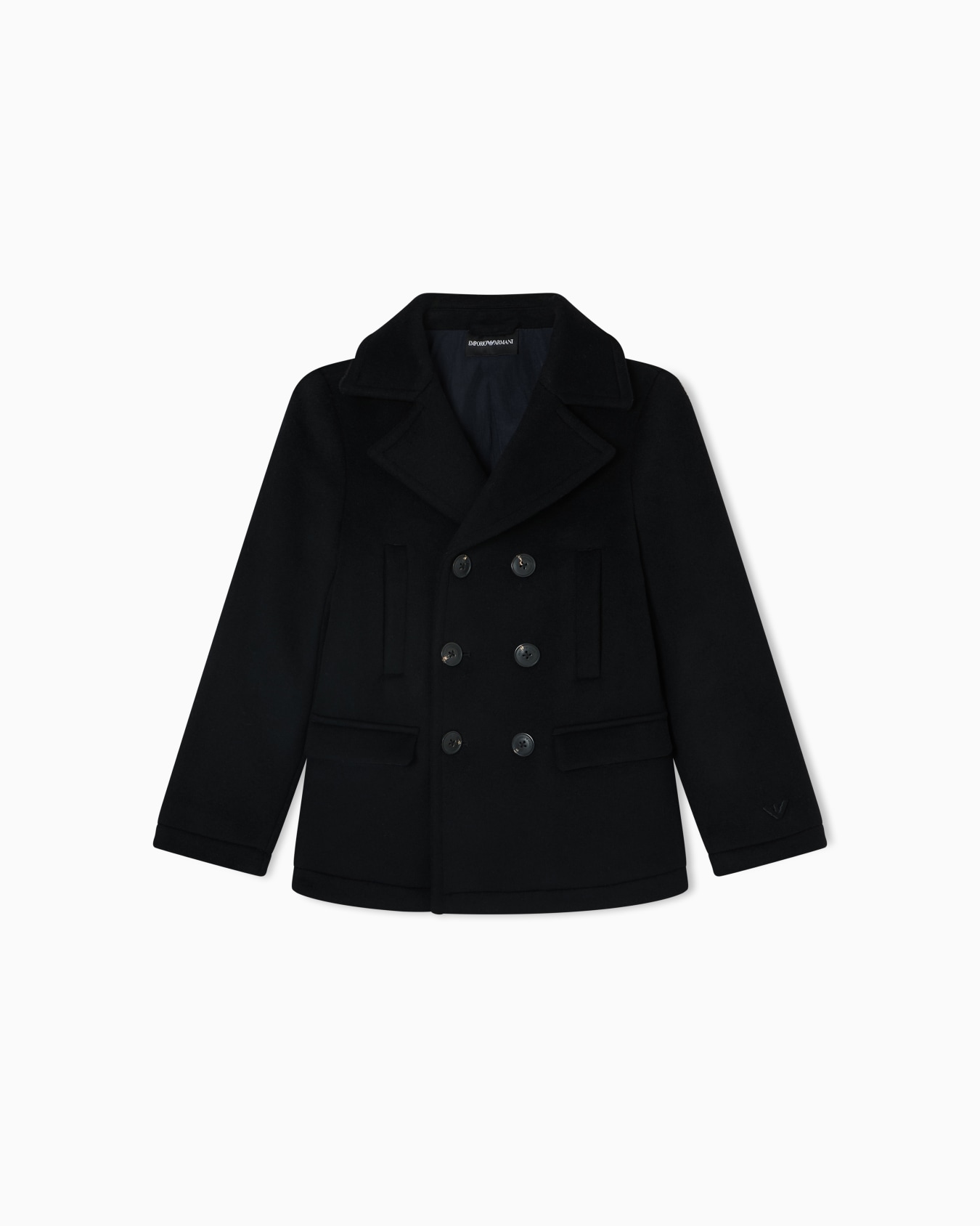 Double-breasted pea coat in Casentino wool  Slide 0