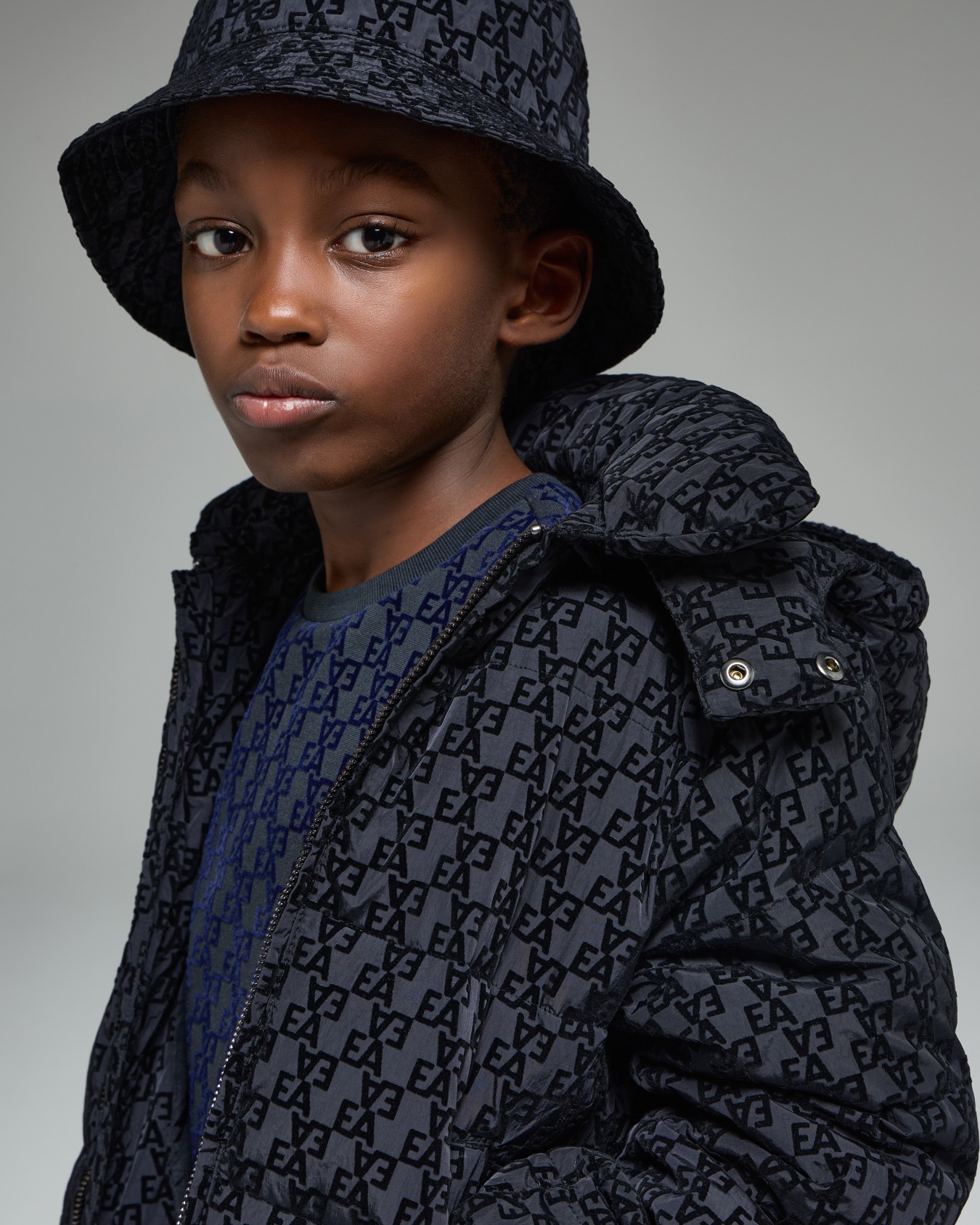 ASV padded jacket with all-over flocked lettering Slide 3