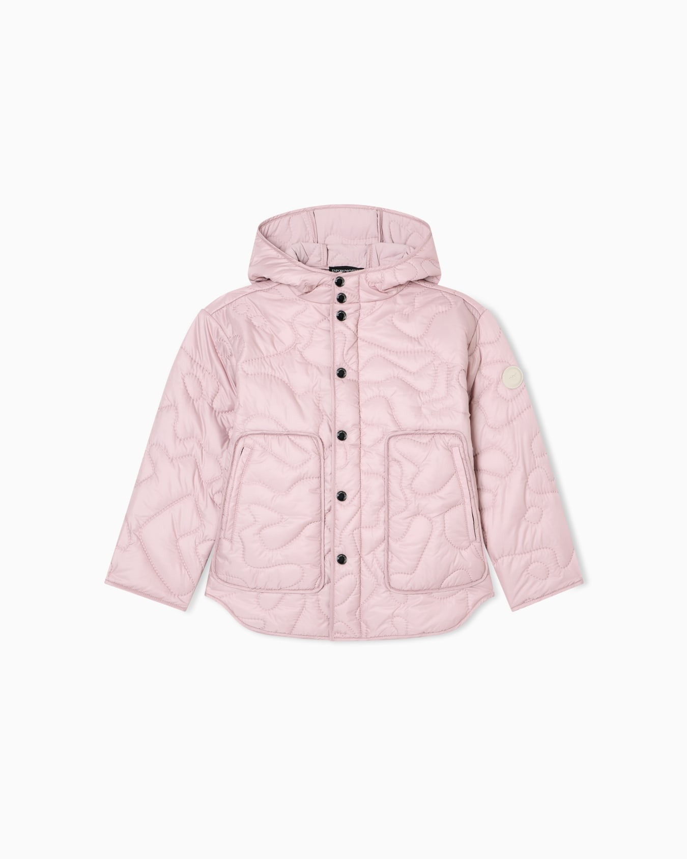 Nylon hooded jacket with 3D quilted-effect embroidery Slide 0