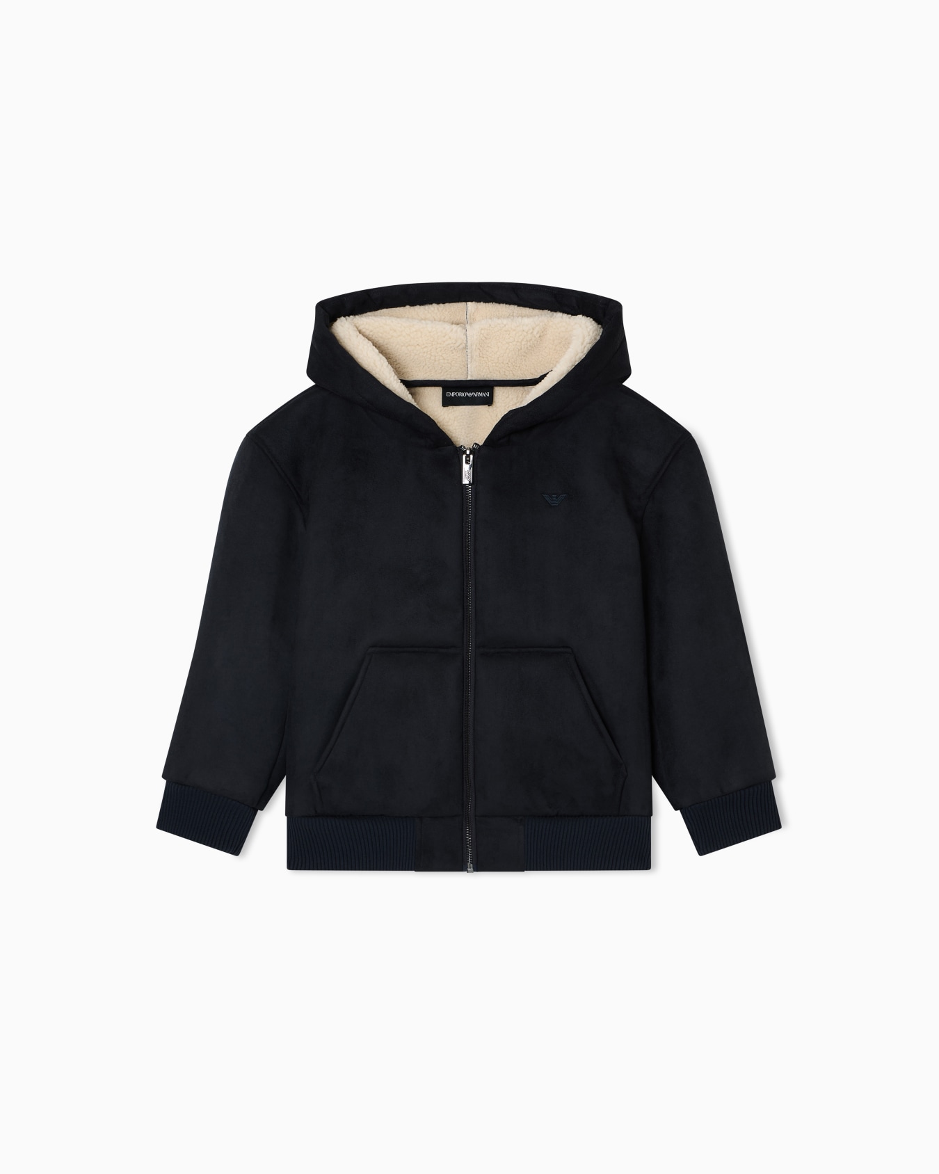 Suede-effect hooded blouson with zip  Slide 0