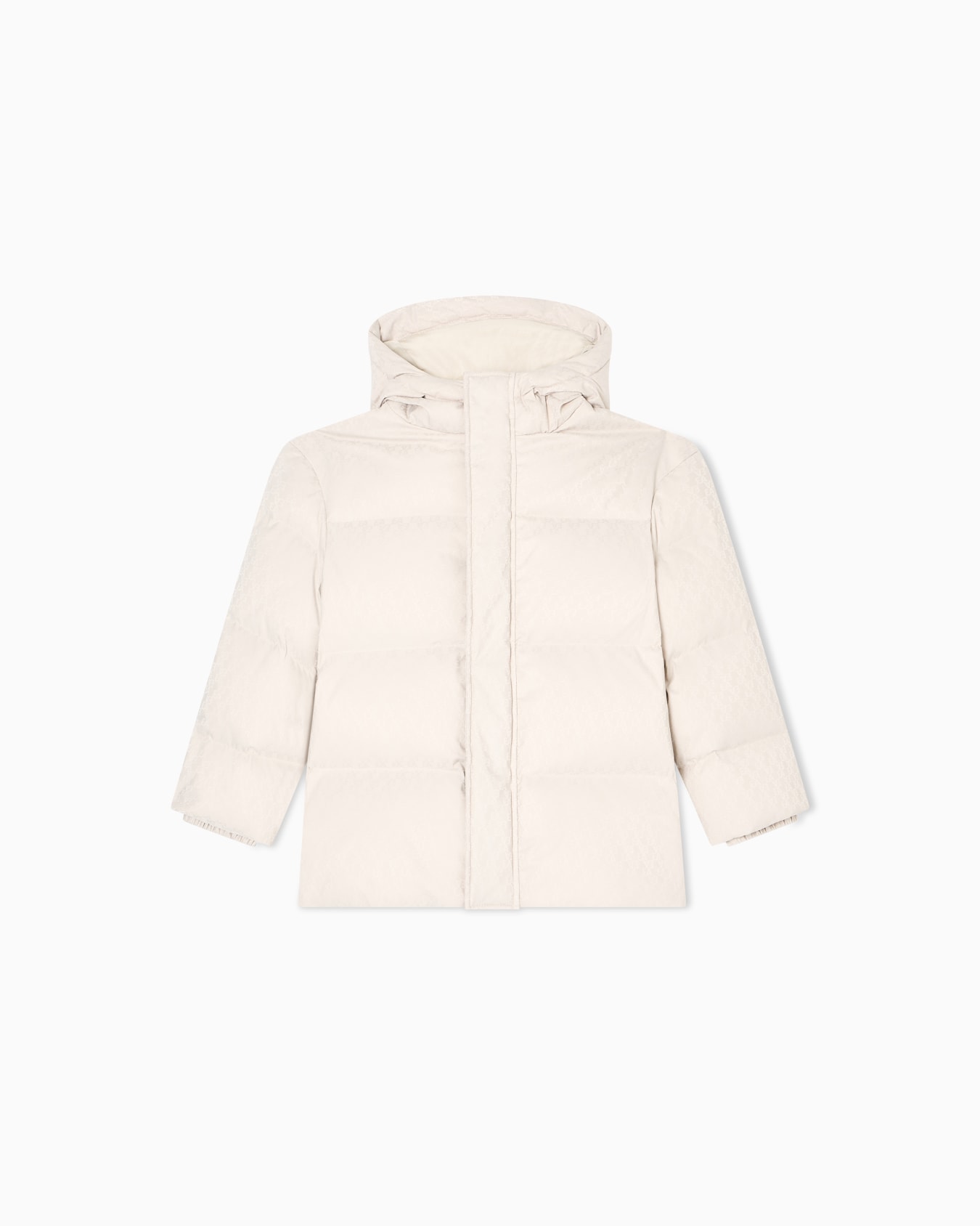 ASV jacquard nylon hooded down jacket with all-over logo Slide 0