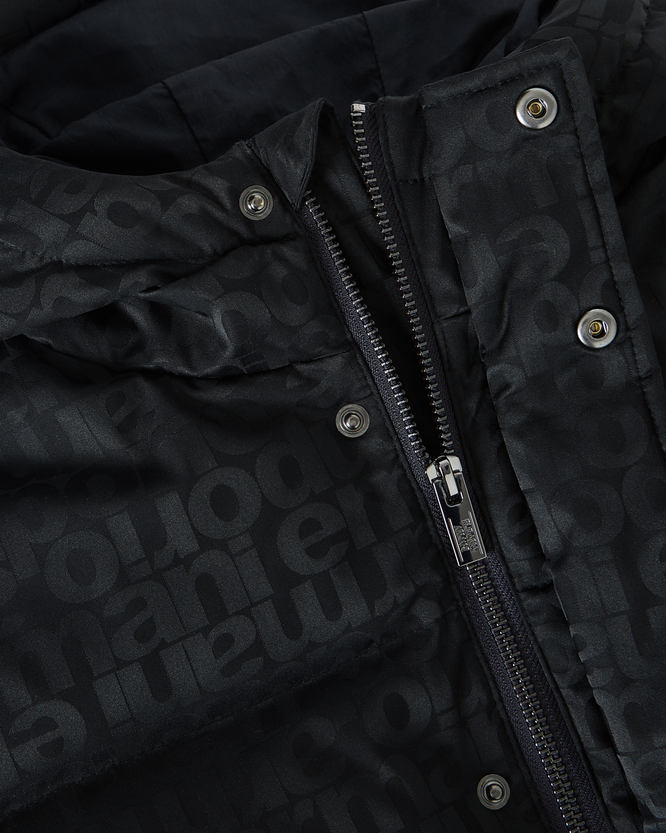 ASV jacquard nylon hooded down jacket with all-over logo Slide 1