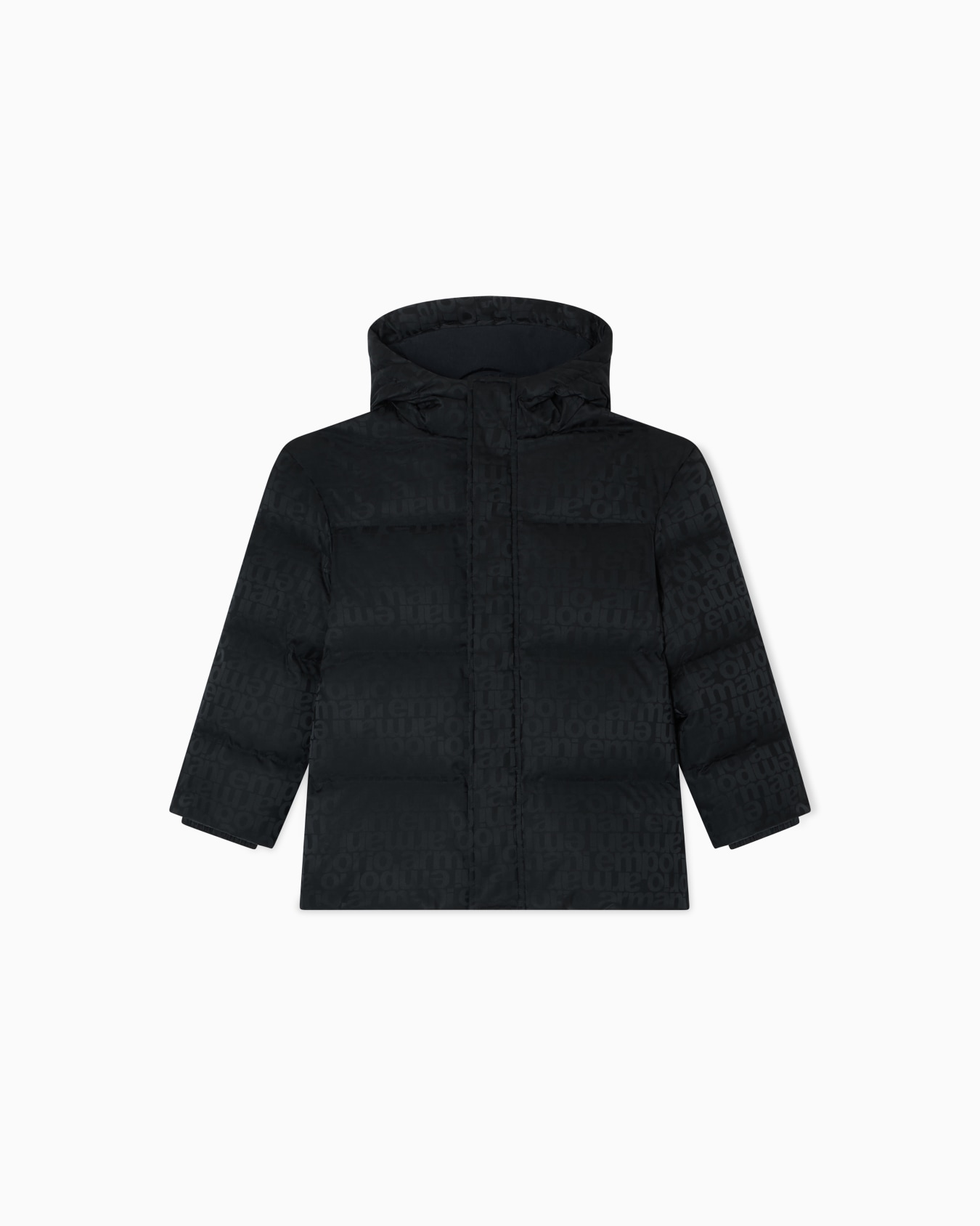 ASV jacquard nylon hooded down jacket with all-over logo Slide 0