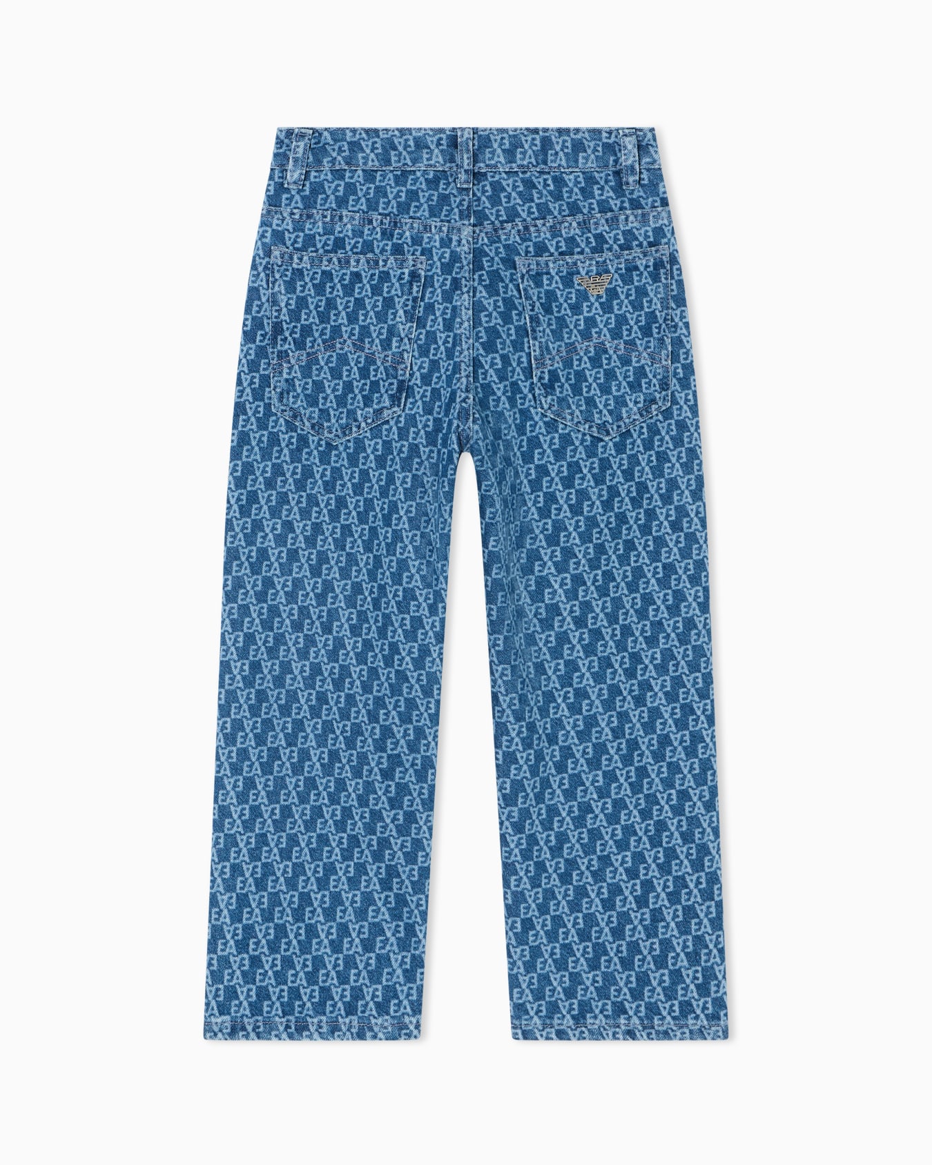 Carrot-fit denim jeans with all-over laser-cut lettering Slide 2