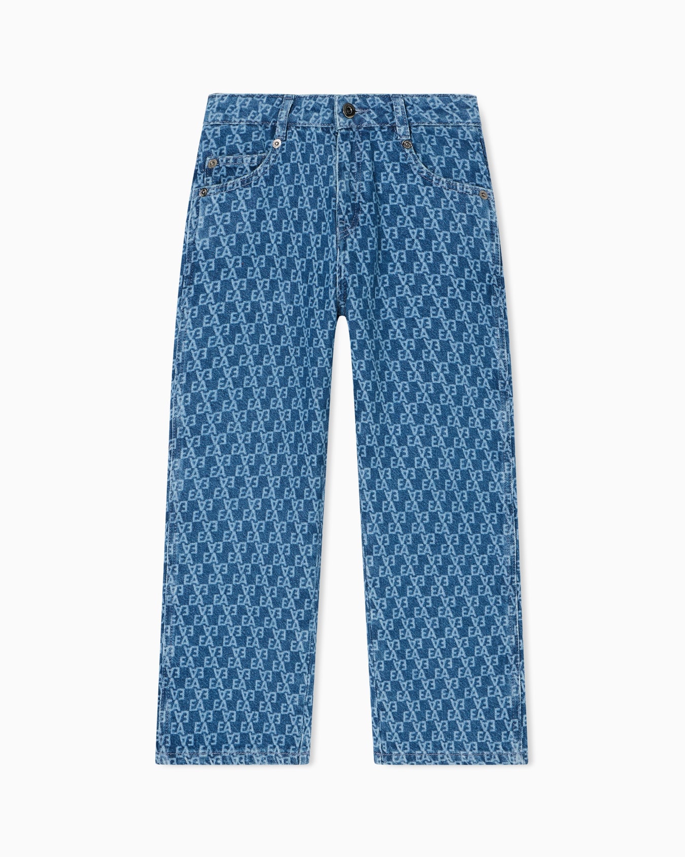 Carrot-fit denim jeans with all-over laser-cut lettering Slide 0