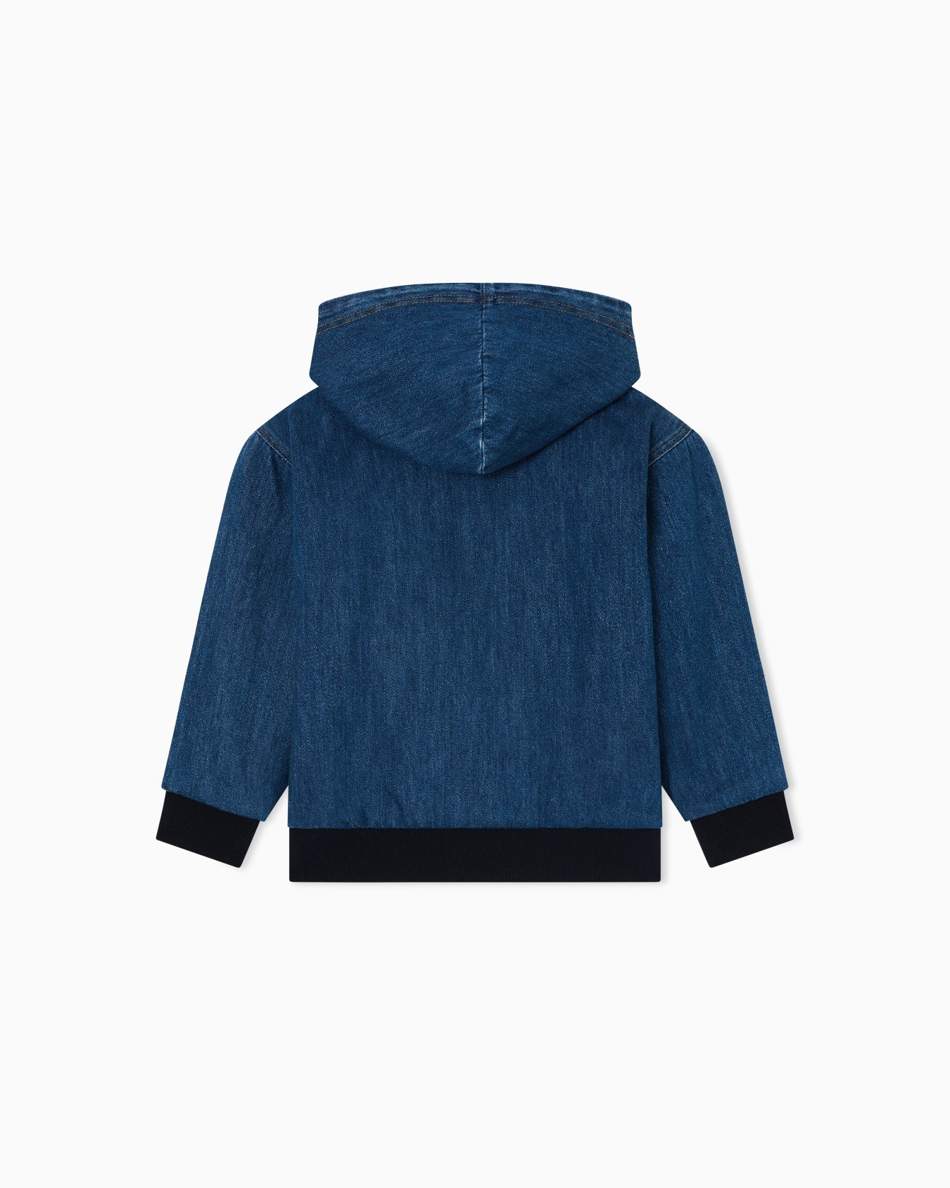 Blouson con zip e cappuccio in denim e ricamo logo Slide 2
