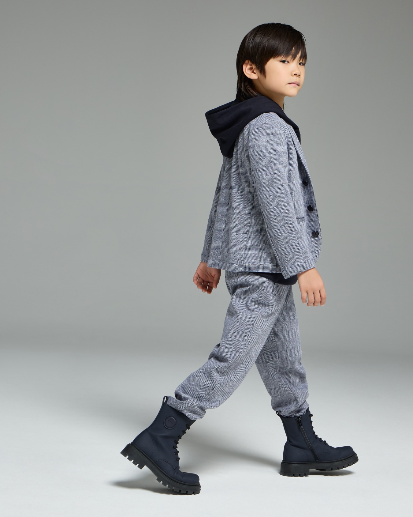 ASV single-breasted jacket in jersey, with a jacquard check motif Slide 3