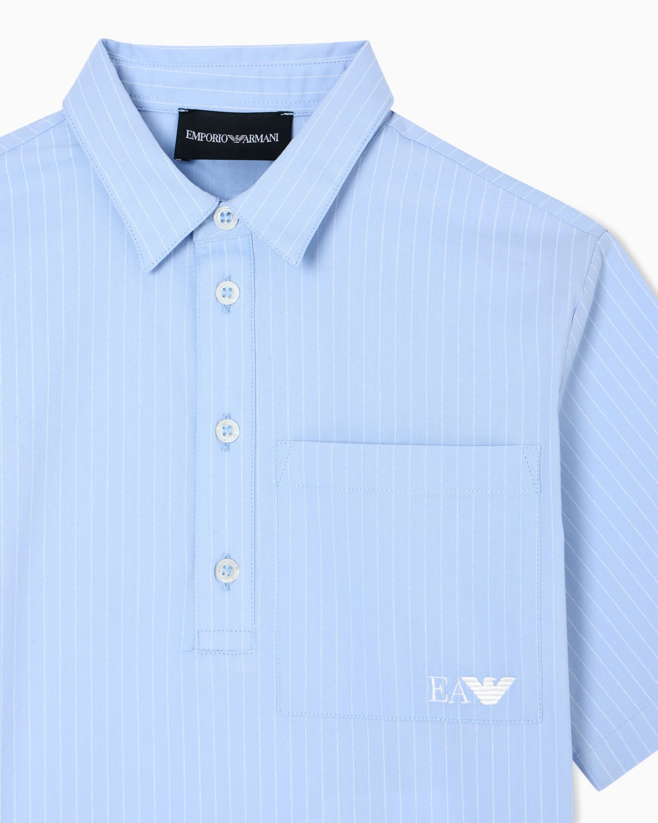 Camicia a maniche corte in popeline motivo a righe Slide 1