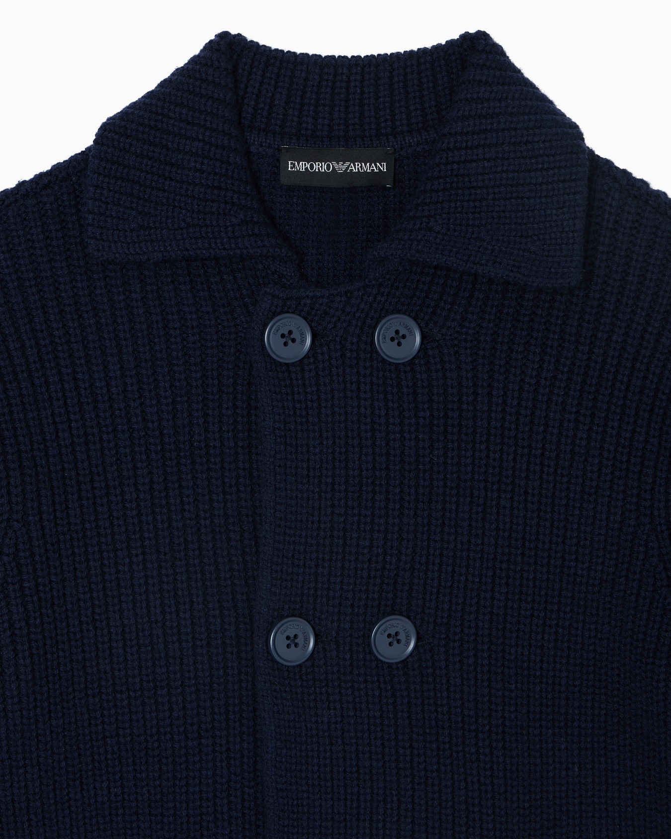 Rib-knit double-breasted cardigan Slide 1