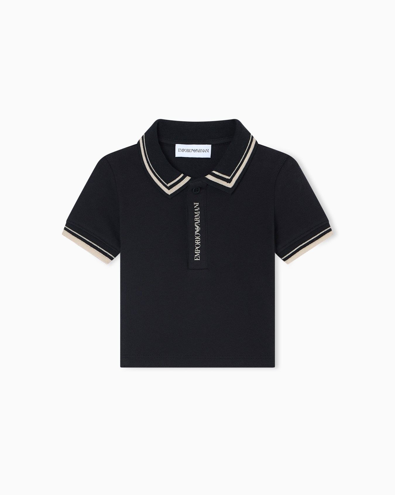 Piqué jersey polo shirt with piping detail Slide 0