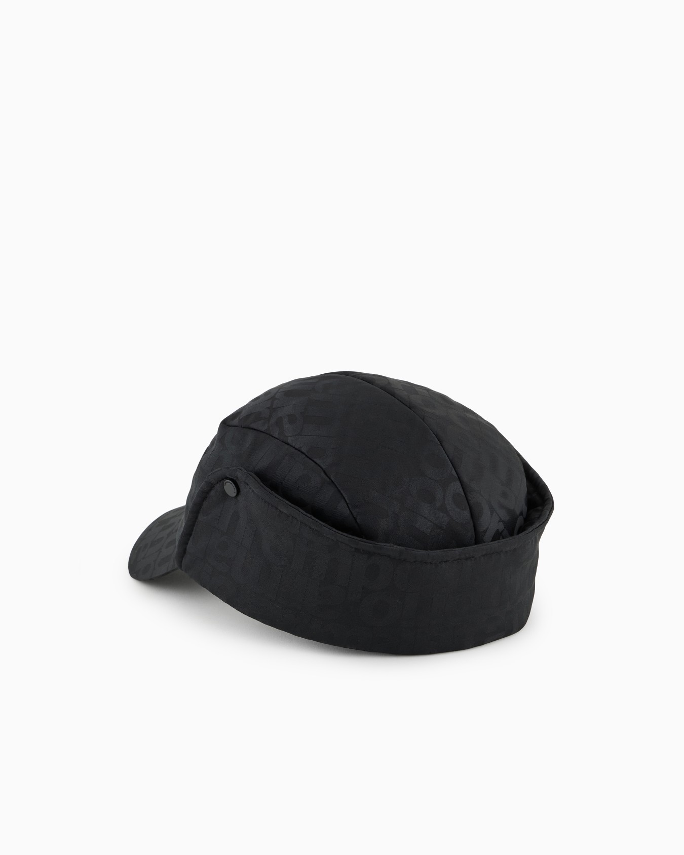 Cappello con paraorecchie in nylon jacquard logo all over Slide 1