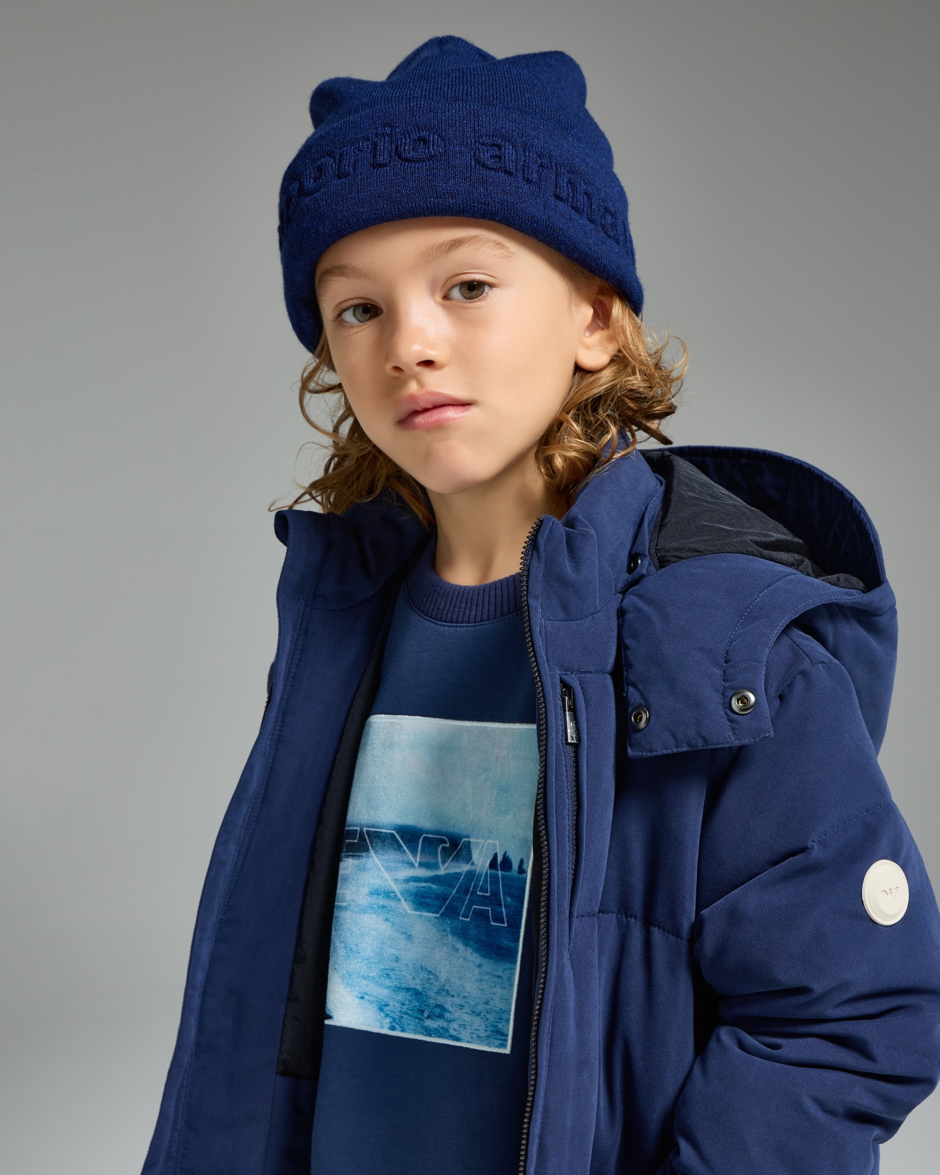 Winter clouds print double-jersey sweatshirt Slide 3
