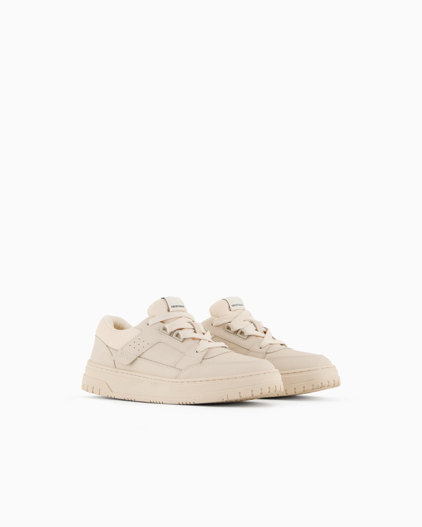 Leather sneakers with mesh details Slide 1