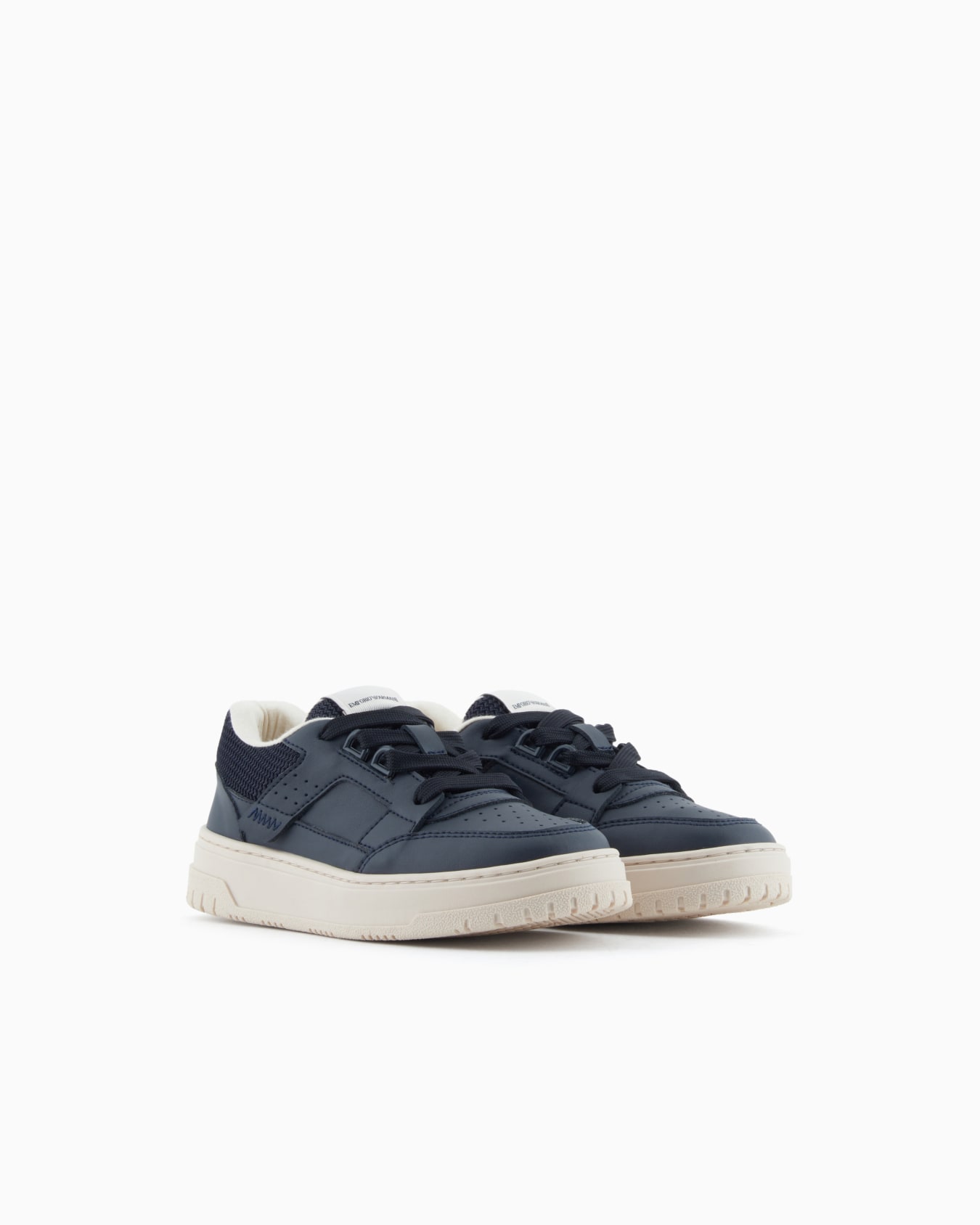 Leather sneakers with mesh details Slide 1