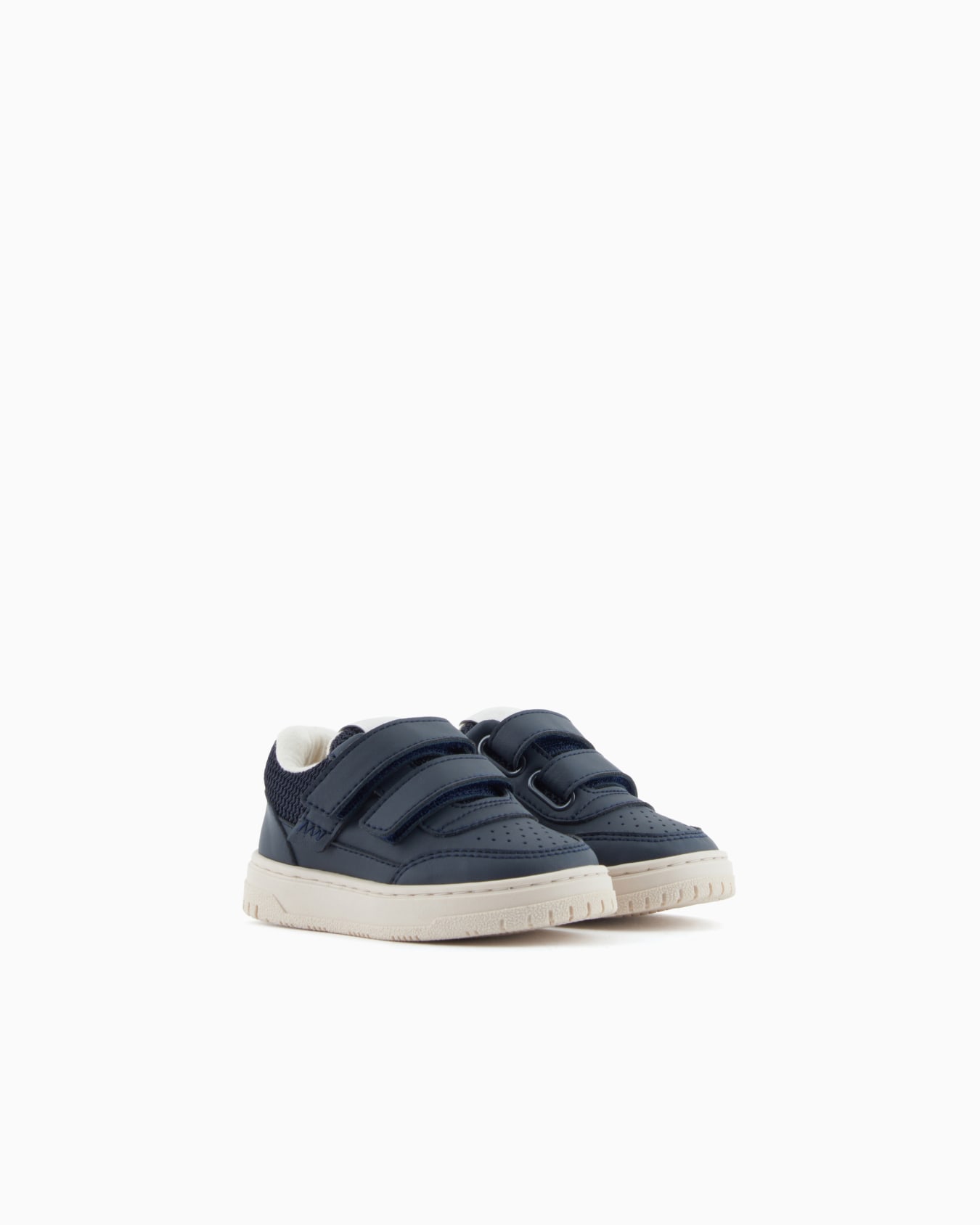 Leather sneakers with mesh details Slide 1