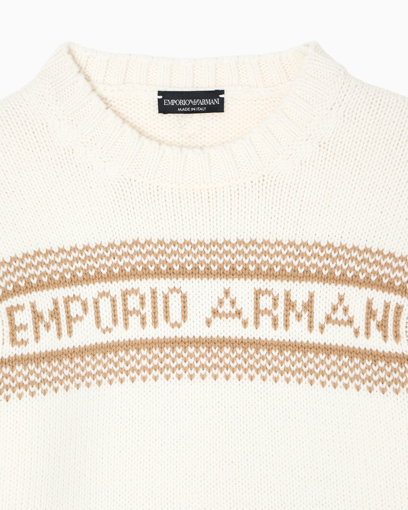 Jersey de mezcla de lana virgen con logotipo jacquard Diapositiva 1