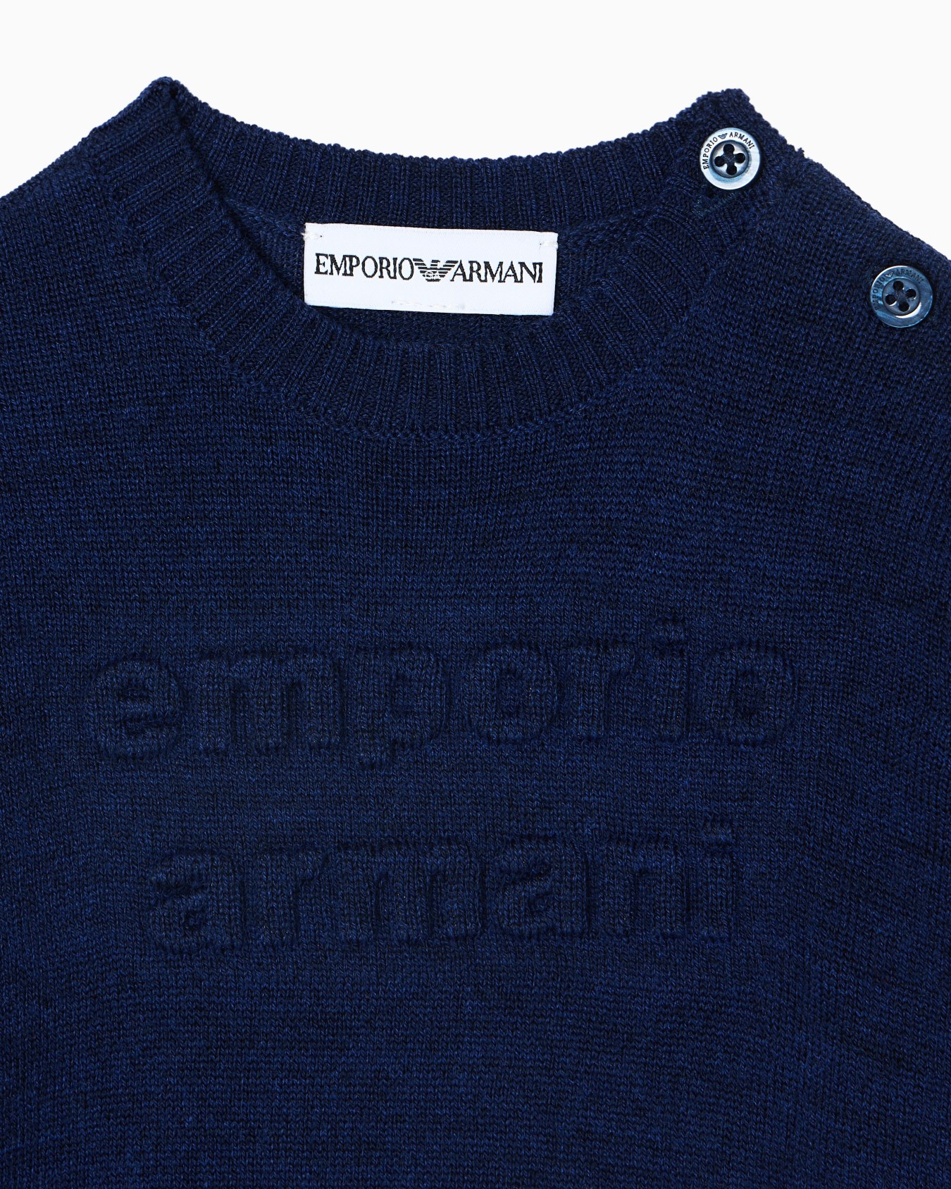 Maglione in misto lana vergine con logo a rilievo Slide 1