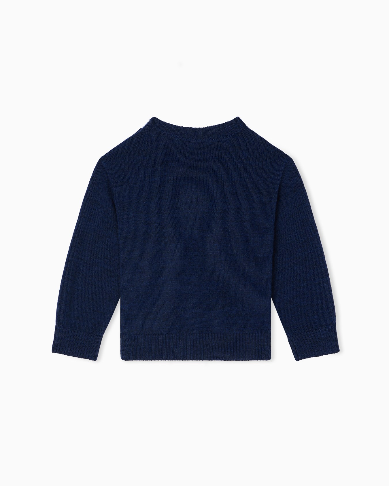 Maglione in misto lana vergine con logo a rilievo Slide 2