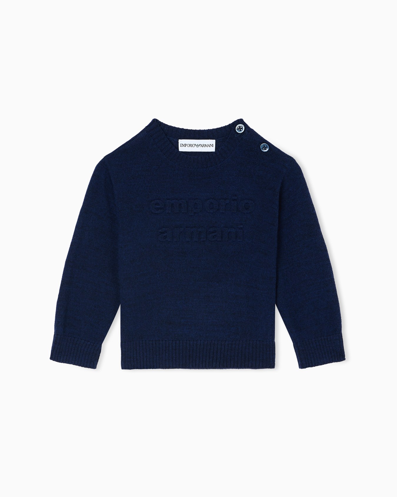 Maglione in misto lana vergine con logo a rilievo Slide 0