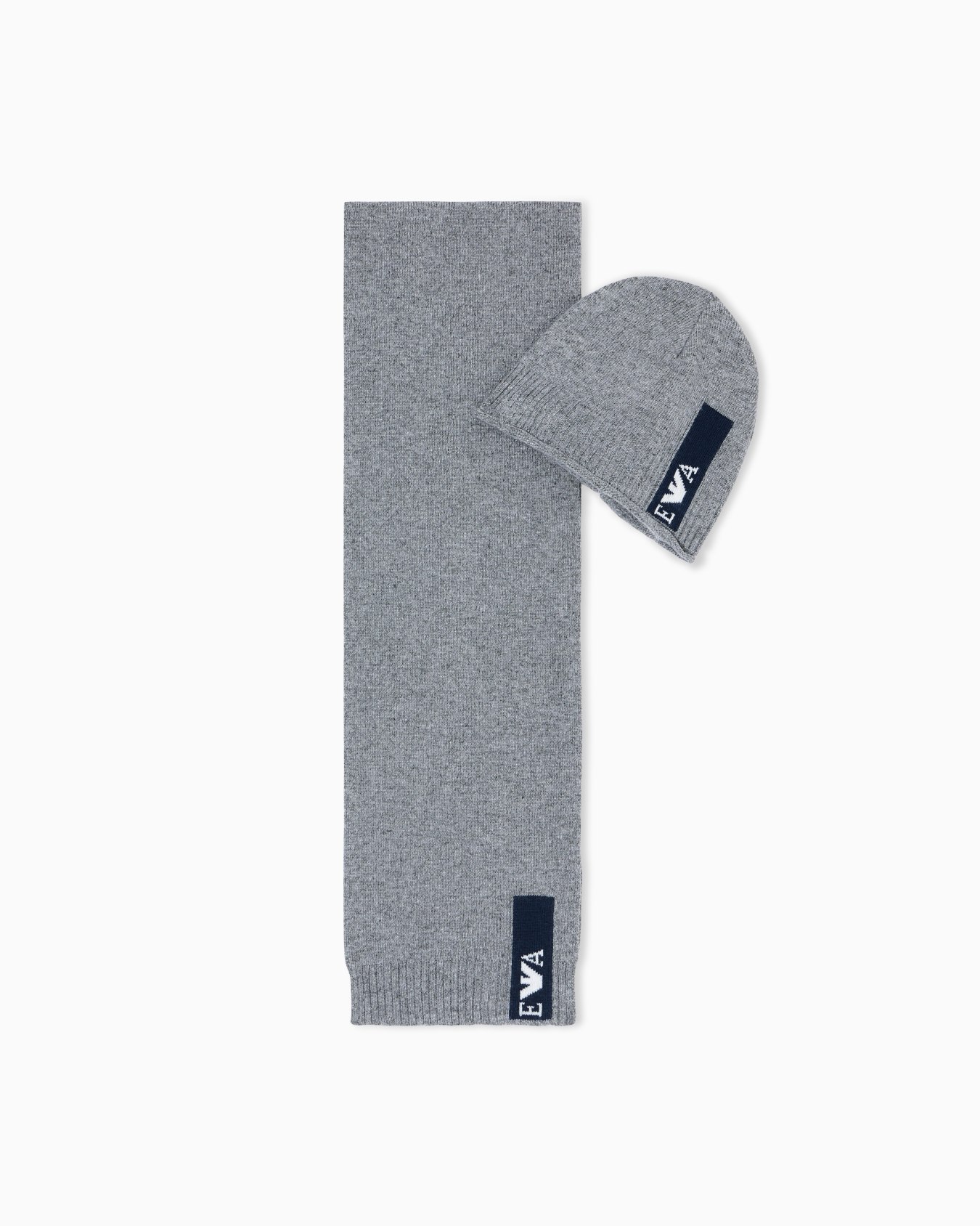 Set berretto e sciarpa in misto lana con logo jacquard Slide 0