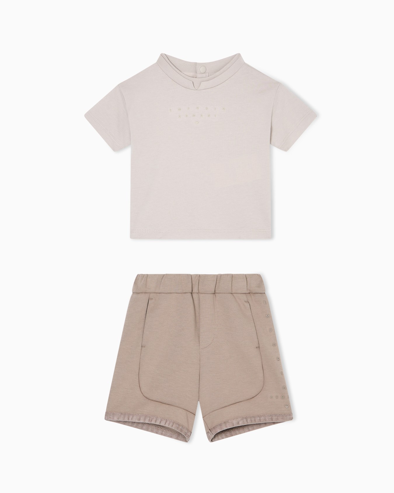 Completo T-shirt e bermuda in jersey interlock Slide 0